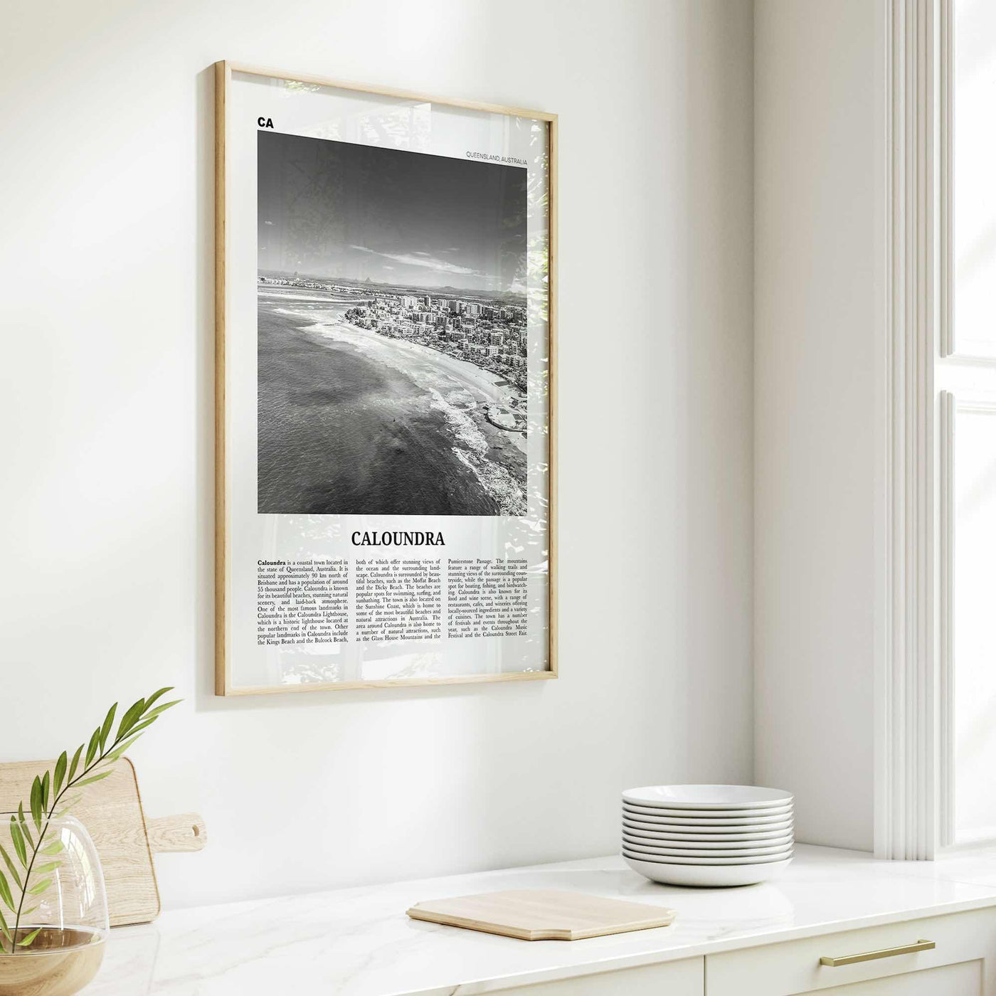 Caloundra Print Black and White, Caloundra Wall Art, Caloundra Poster, Caloundra Photo, Caloundra Wall Décor, Caloundra Map, Australia