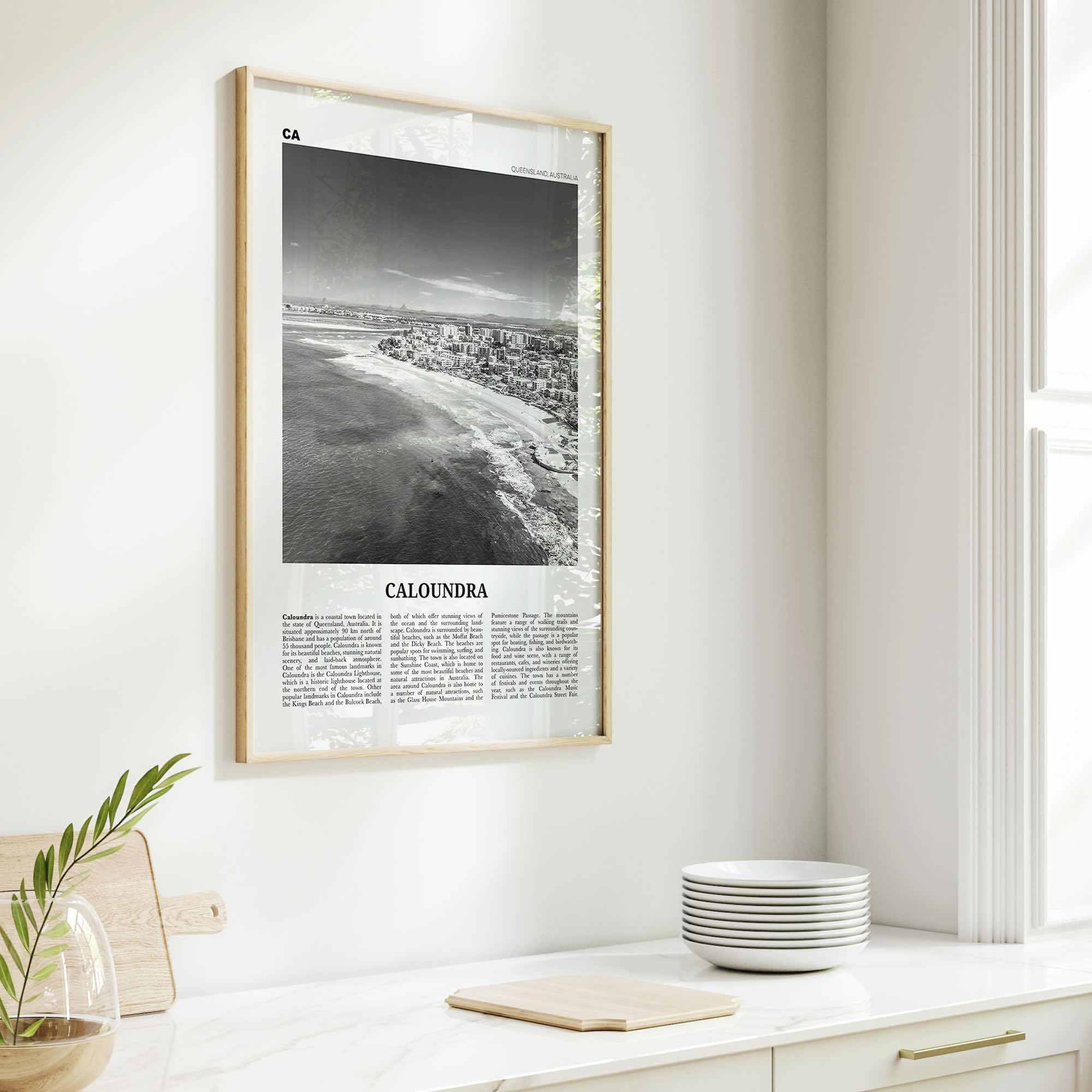 Caloundra Print Black and White, Caloundra Wall Art, Caloundra Poster, Caloundra Photo, Caloundra Wall Décor, Caloundra Map, Australia