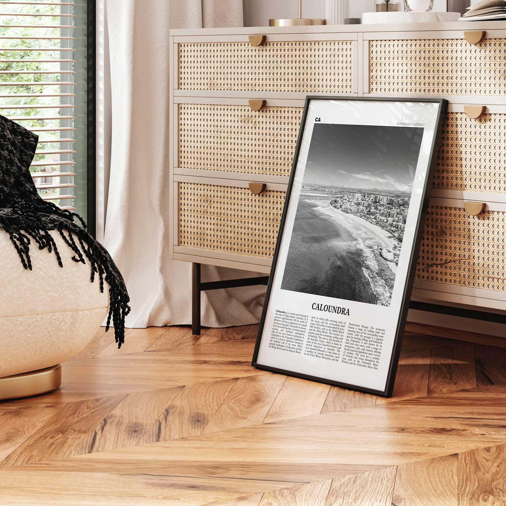 Caloundra Print Black and White, Caloundra Wall Art, Caloundra Poster, Caloundra Photo, Caloundra Wall Décor, Caloundra Map, Australia