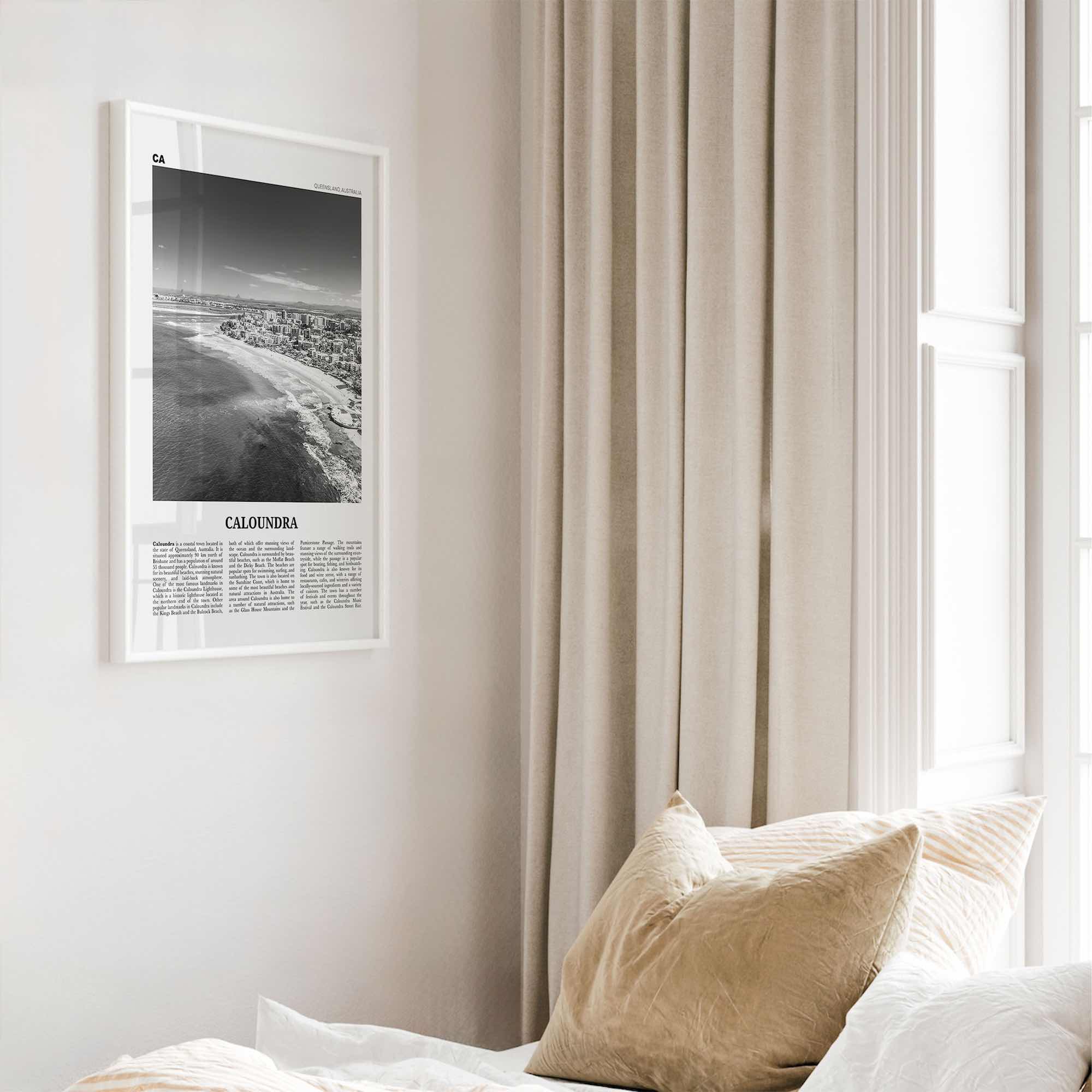 Caloundra Print Black and White, Caloundra Wall Art, Caloundra Poster, Caloundra Photo, Caloundra Wall Décor, Caloundra Map, Australia