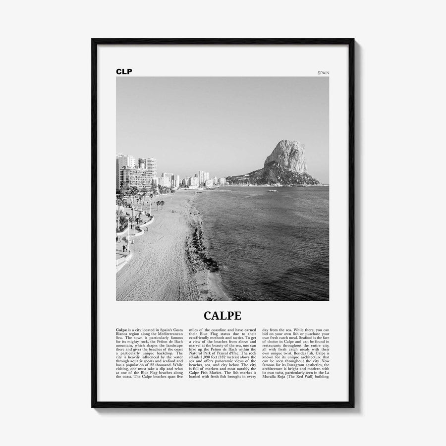 Calpe Print Black and White, Calpe Wall Art, Calpe Poster, Calpe Photo, Calpe Wall Décor, Spain, Valencia, Alicante, España