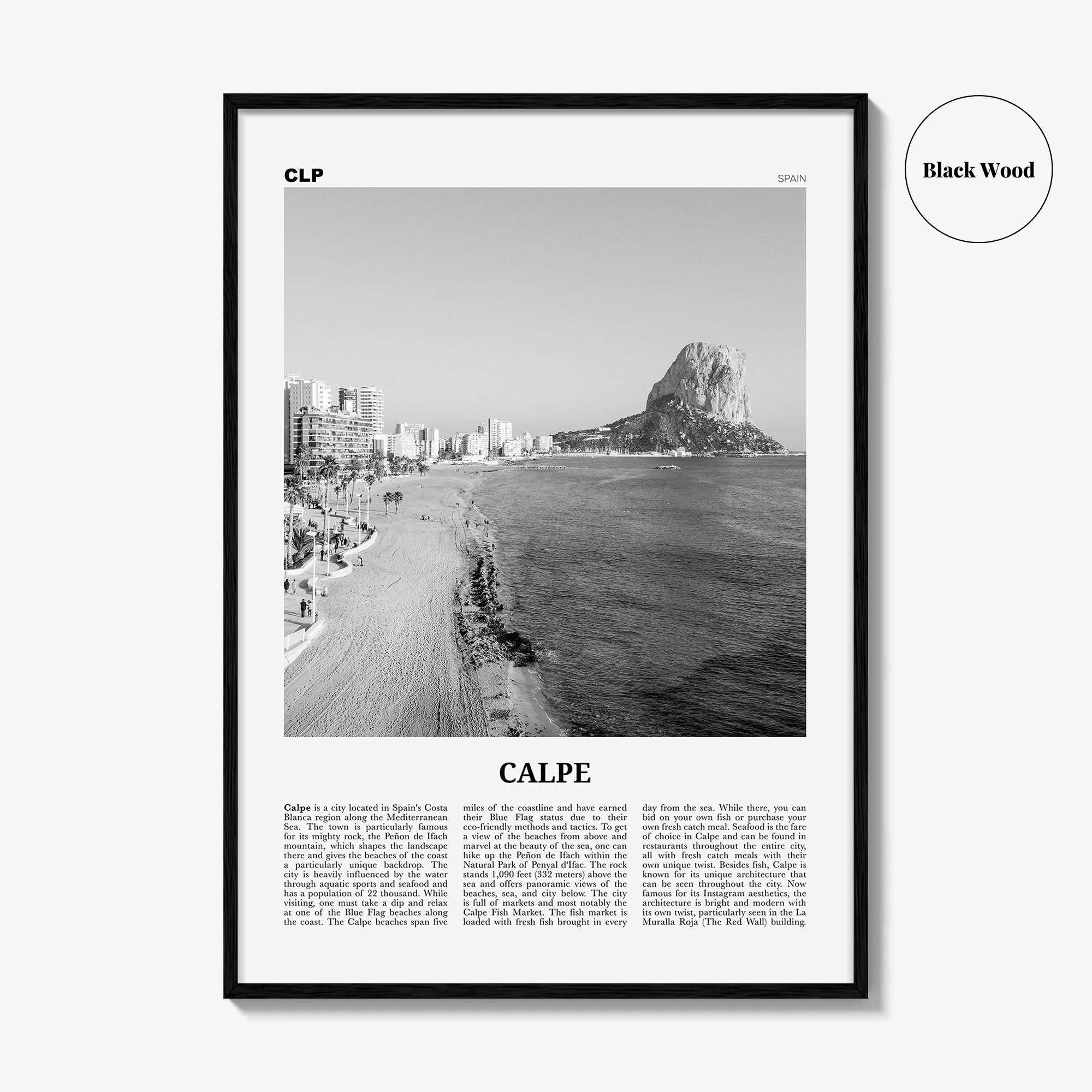 Calpe Print Black and White, Calpe Wall Art, Calpe Poster, Calpe Photo, Calpe Wall Décor, Spain, Valencia, Alicante, España