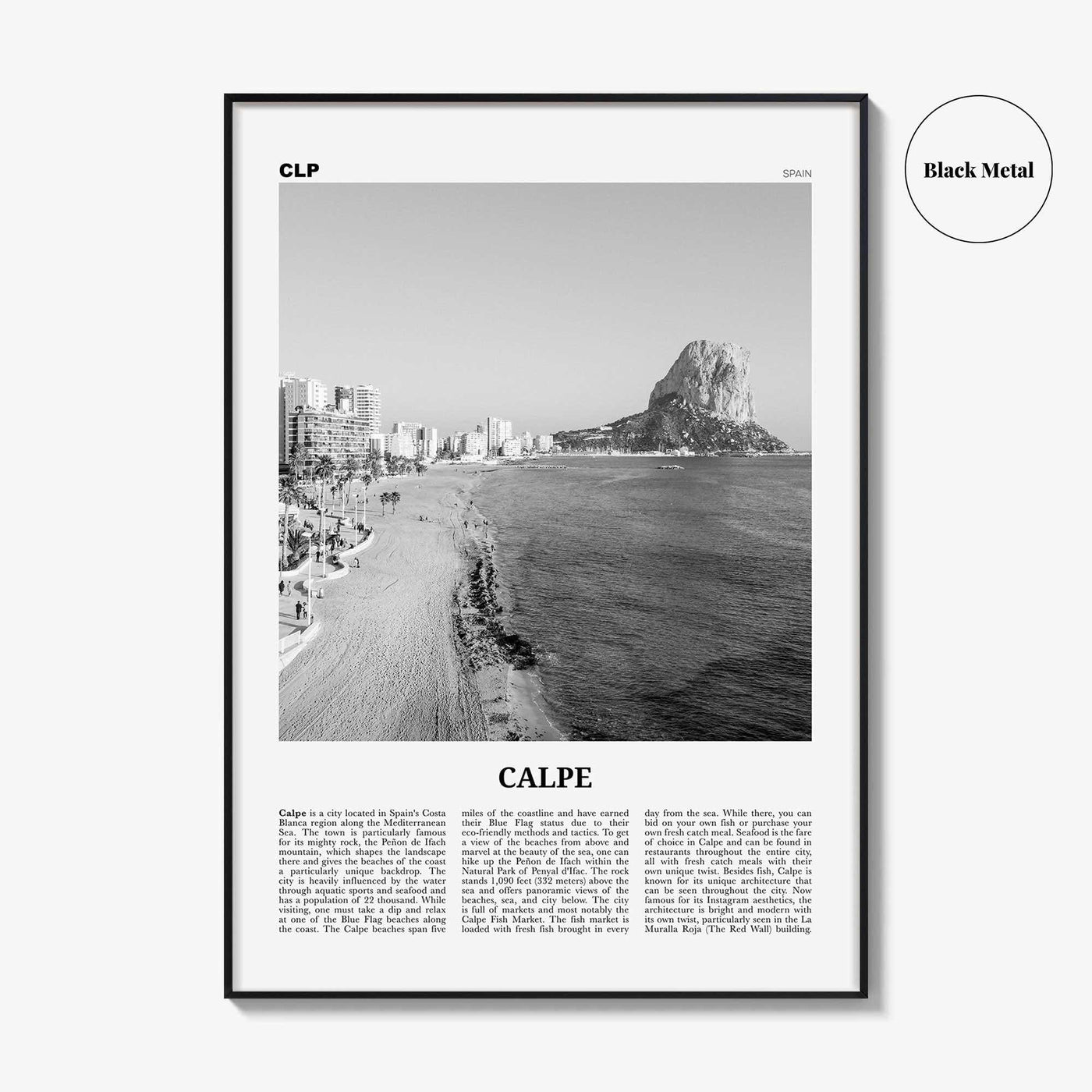 Calpe Print Black and White, Calpe Wall Art, Calpe Poster, Calpe Photo, Calpe Wall Décor, Spain, Valencia, Alicante, España