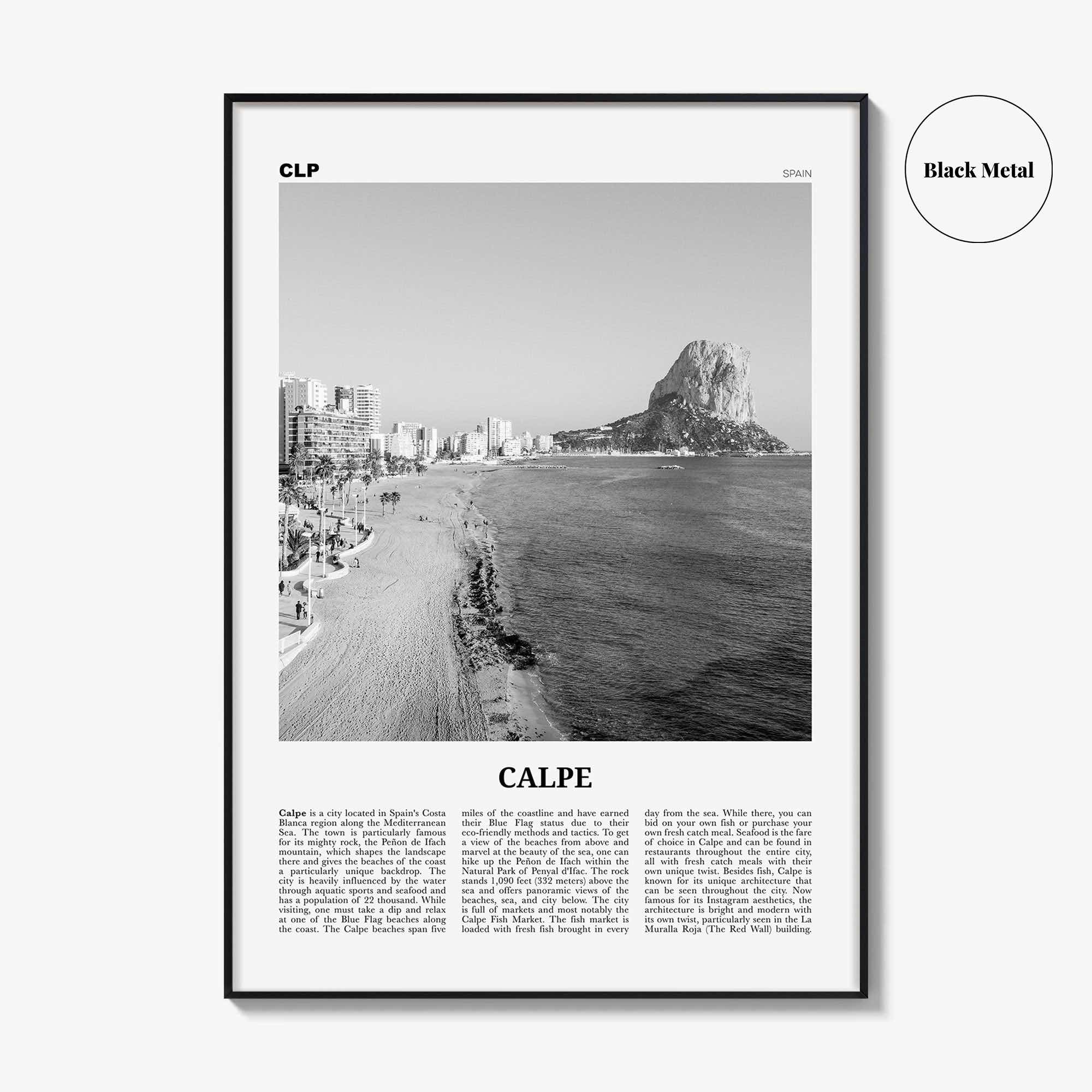 Calpe Print Black and White, Calpe Wall Art, Calpe Poster, Calpe Photo, Calpe Wall Décor, Spain, Valencia, Alicante, España