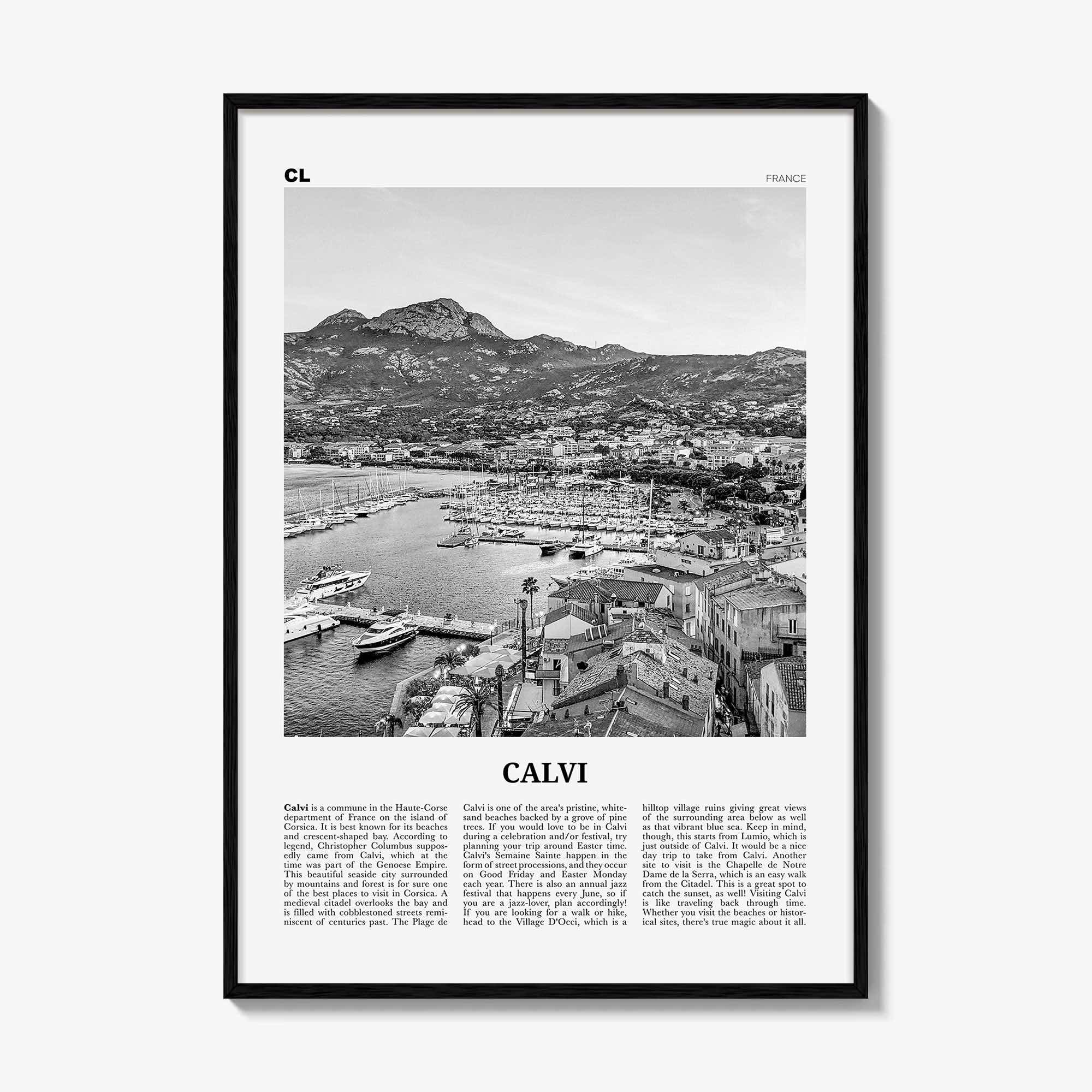 Calvi Print Black and White, Calvi Wall Art, Calvi Poster, Calvi Photo, Calvi Wall Décor, Travel Poster Print, Haute-Corse, Corsica, France