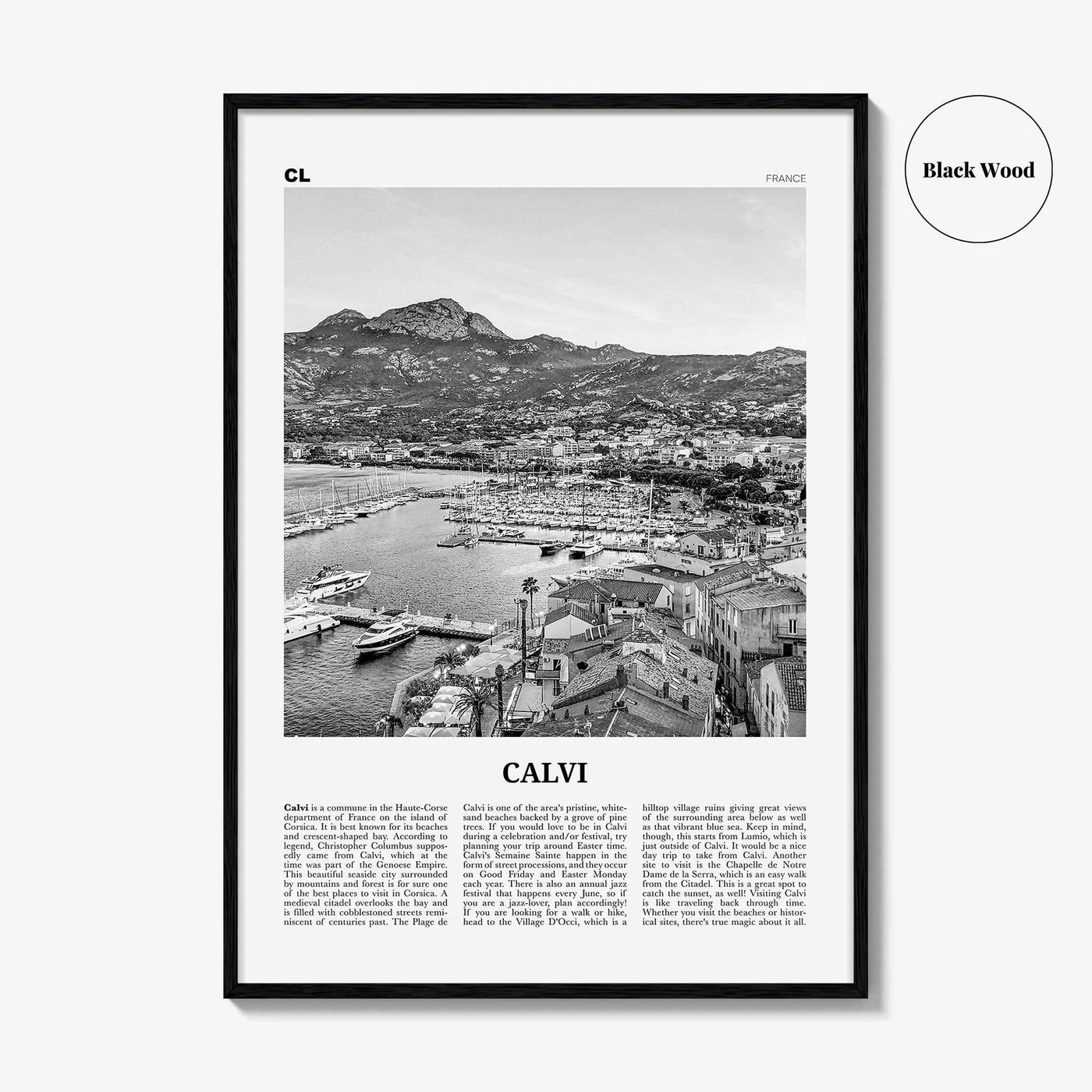 Calvi Print Black and White, Calvi Wall Art, Calvi Poster, Calvi Photo, Calvi Wall Décor, Travel Poster Print, Haute-Corse, Corsica, France