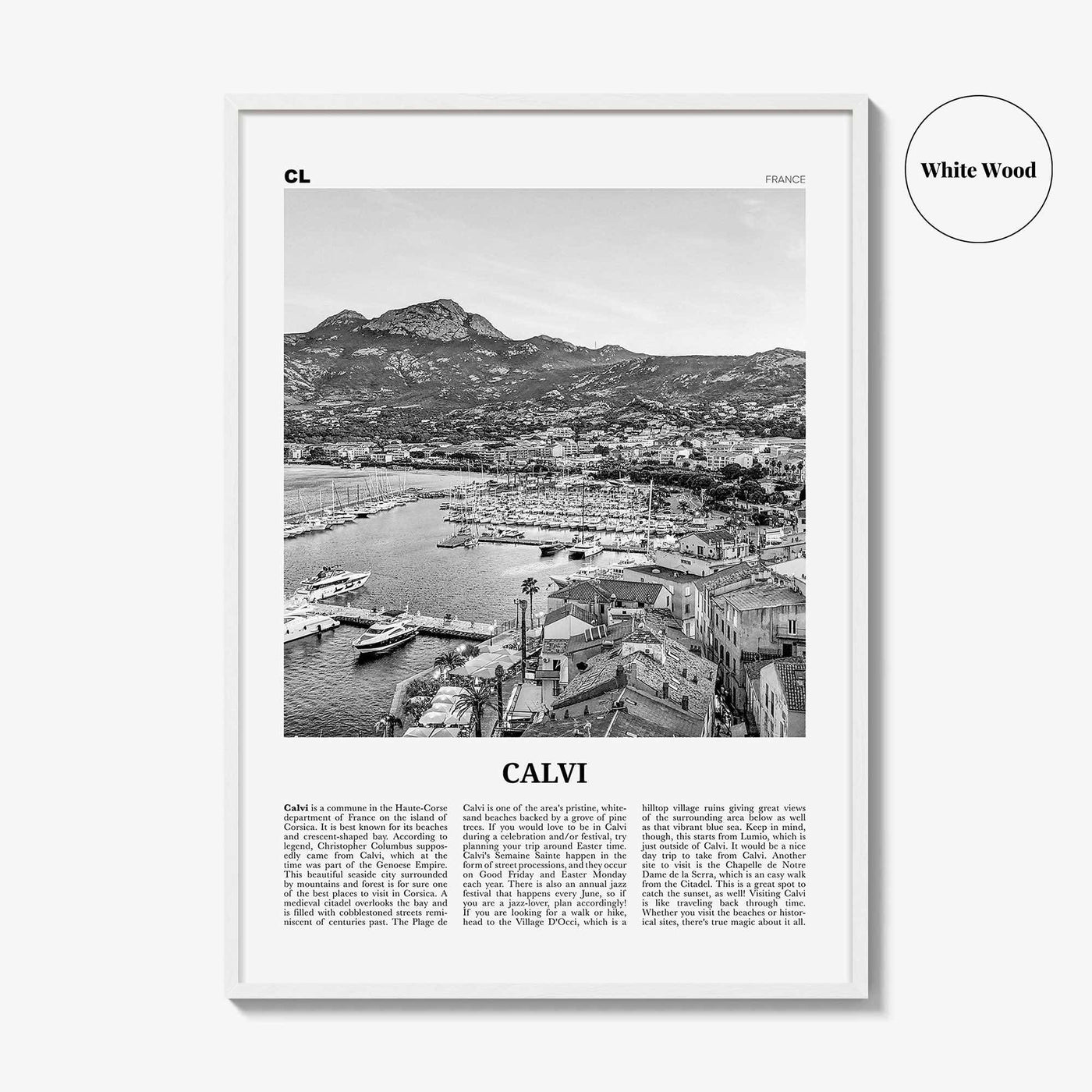 Calvi Print Black and White, Calvi Wall Art, Calvi Poster, Calvi Photo, Calvi Wall Décor, Travel Poster Print, Haute-Corse, Corsica, France