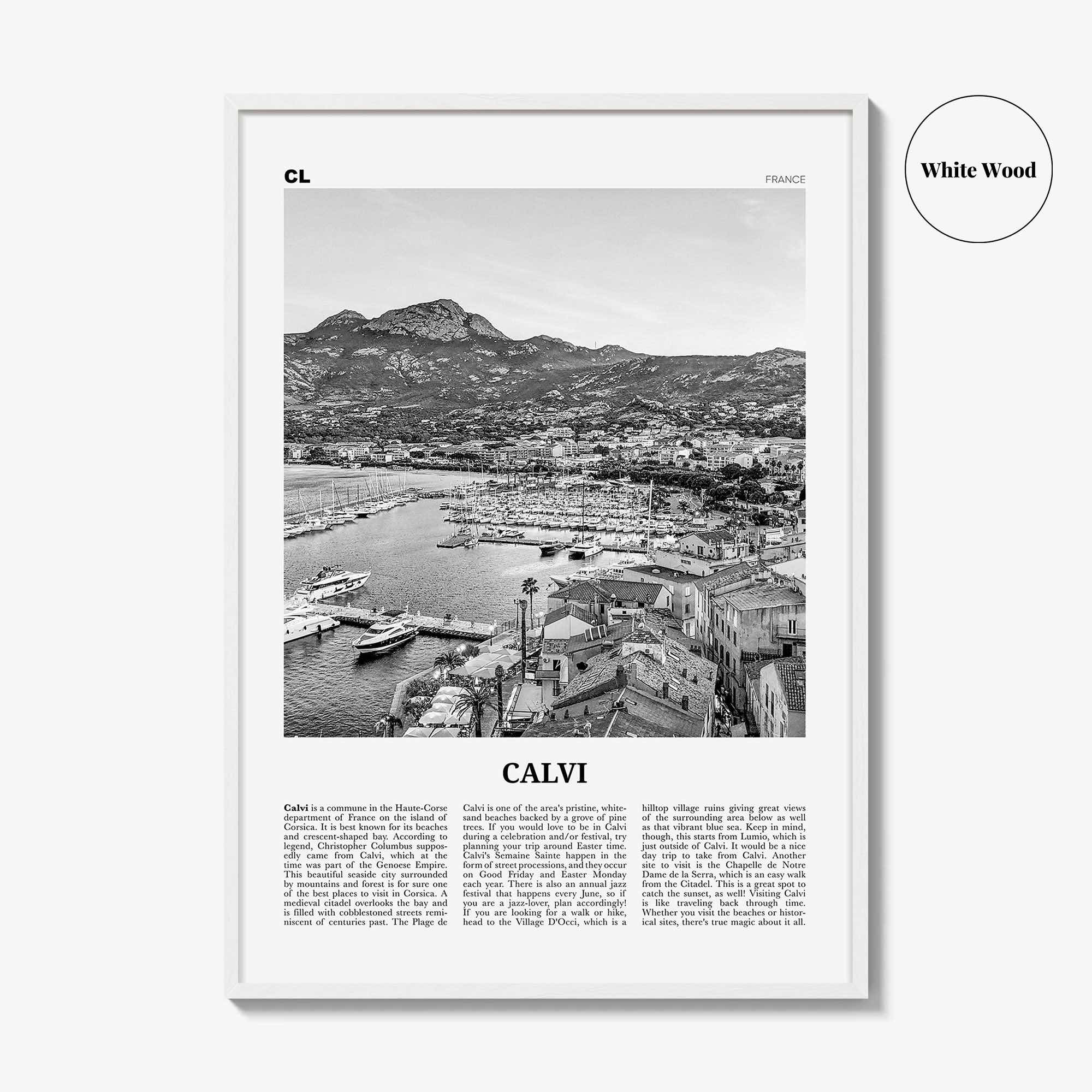 Calvi Print Black and White, Calvi Wall Art, Calvi Poster, Calvi Photo, Calvi Wall Décor, Travel Poster Print, Haute-Corse, Corsica, France