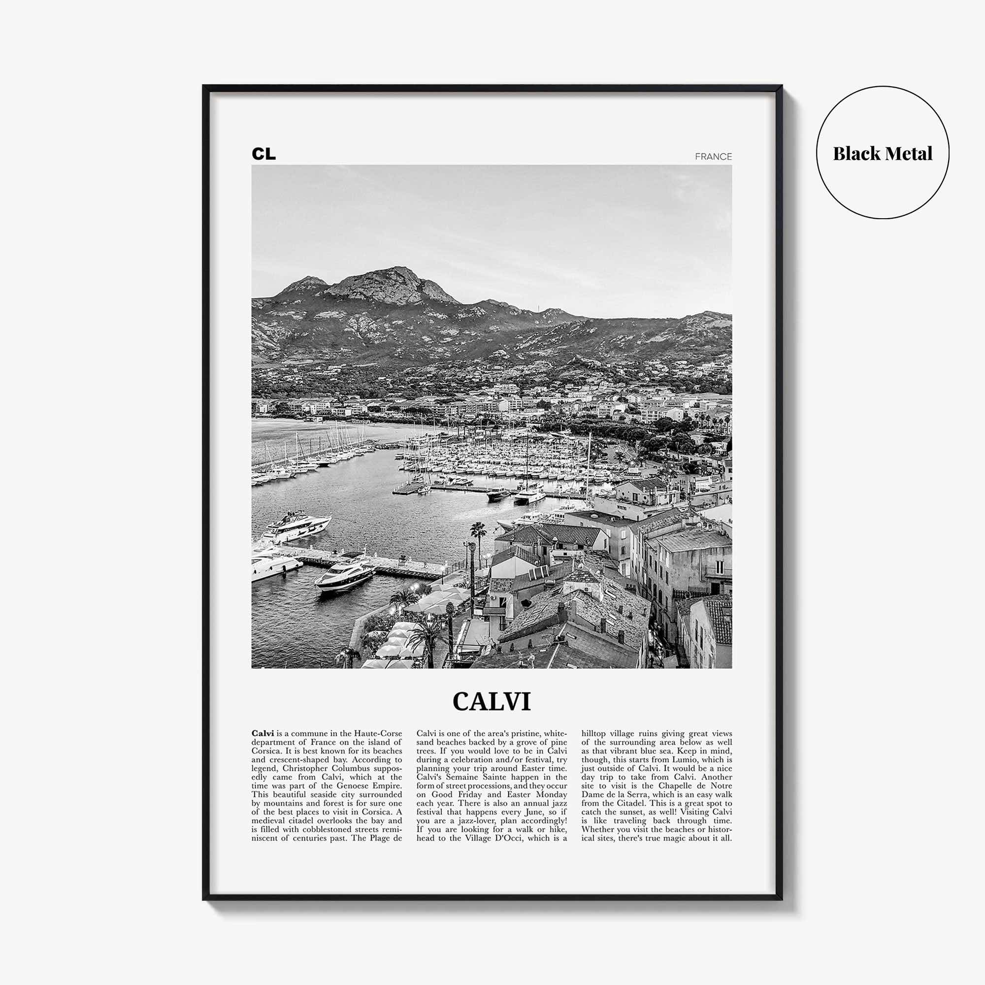 Calvi Print Black and White, Calvi Wall Art, Calvi Poster, Calvi Photo, Calvi Wall Décor, Travel Poster Print, Haute-Corse, Corsica, France