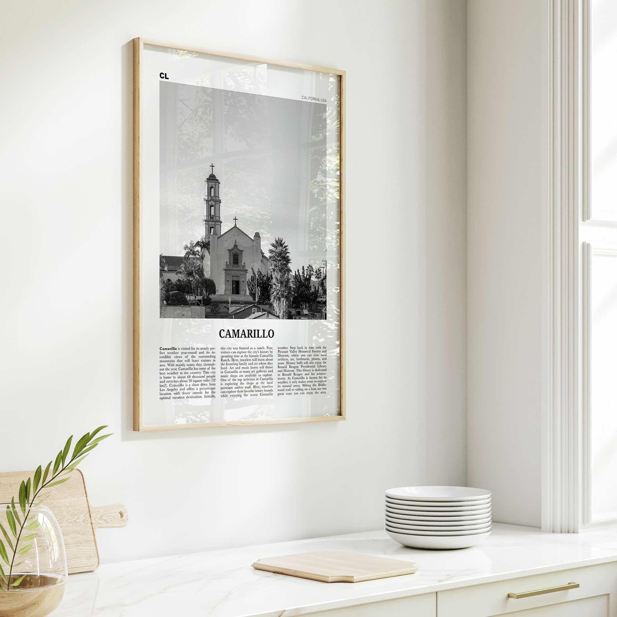 Camarillo Print Black and White, Camarillo Wall Art, Camarillo Poster, Camarillo Photo, Camarillo Wall Décor, Camarillo Map, California, USA