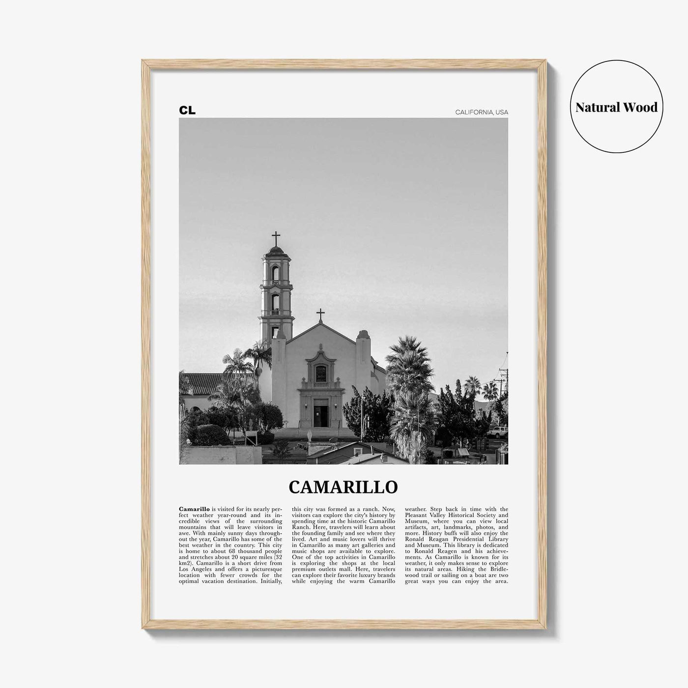 Camarillo Print Black and White, Camarillo Wall Art, Camarillo Poster, Camarillo Photo, Camarillo Wall Décor, Camarillo Map, California, USA