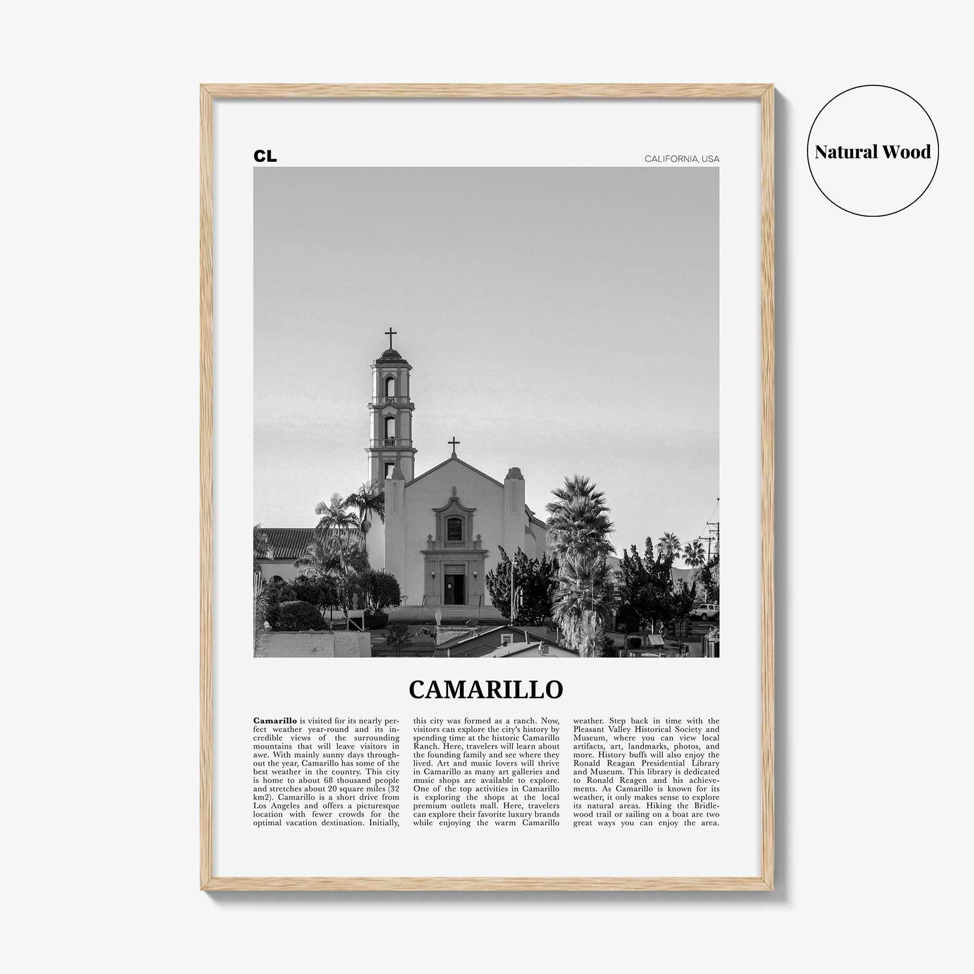 Camarillo Print Black and White, Camarillo Wall Art, Camarillo Poster, Camarillo Photo, Camarillo Wall Décor, Camarillo Map, California, USA