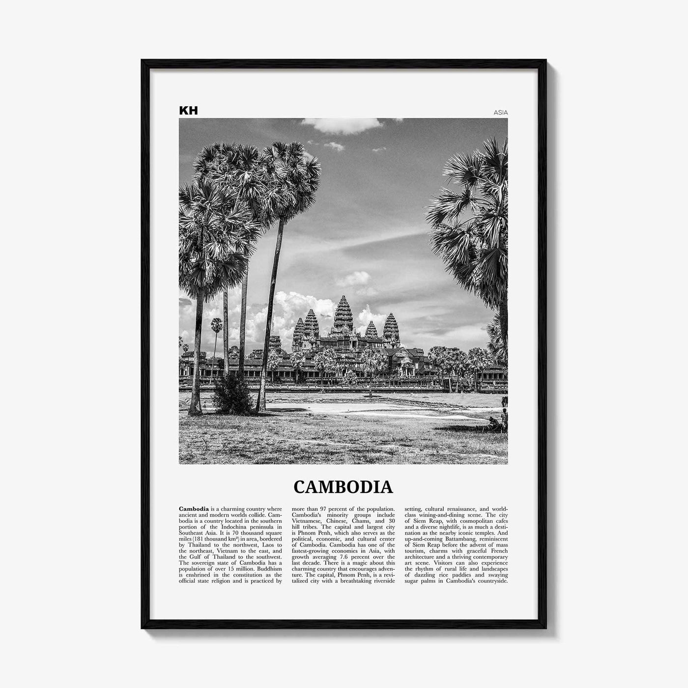 Cambodia Print Black and White No 1, Cambodia Wall Art, Cambodia Poster, Cambodia Photo, Cambodia Decor, Kampuchea, Cambodge, Phnom, Penh