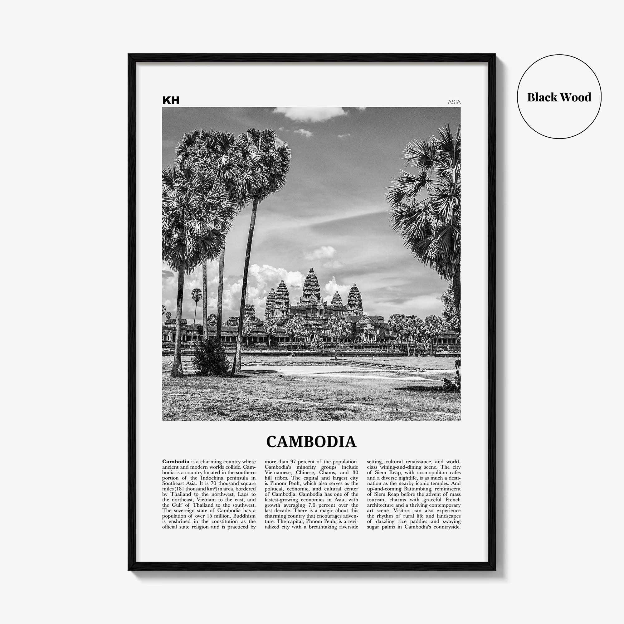 Cambodia Print Black and White No 1, Cambodia Wall Art, Cambodia Poster, Cambodia Photo, Cambodia Decor, Kampuchea, Cambodge, Phnom, Penh