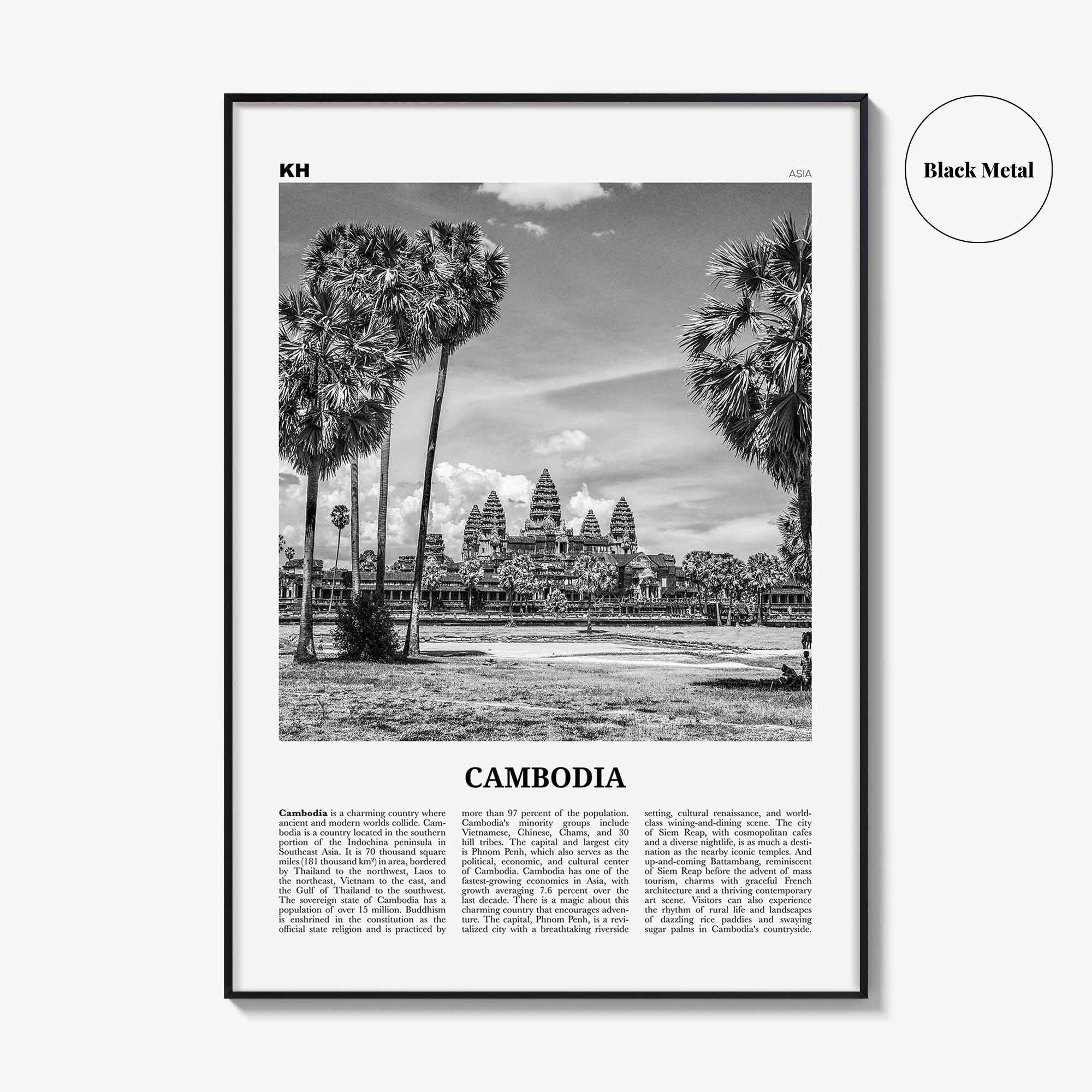 Cambodia Print Black and White No 1, Cambodia Wall Art, Cambodia Poster, Cambodia Photo, Cambodia Decor, Kampuchea, Cambodge, Phnom, Penh