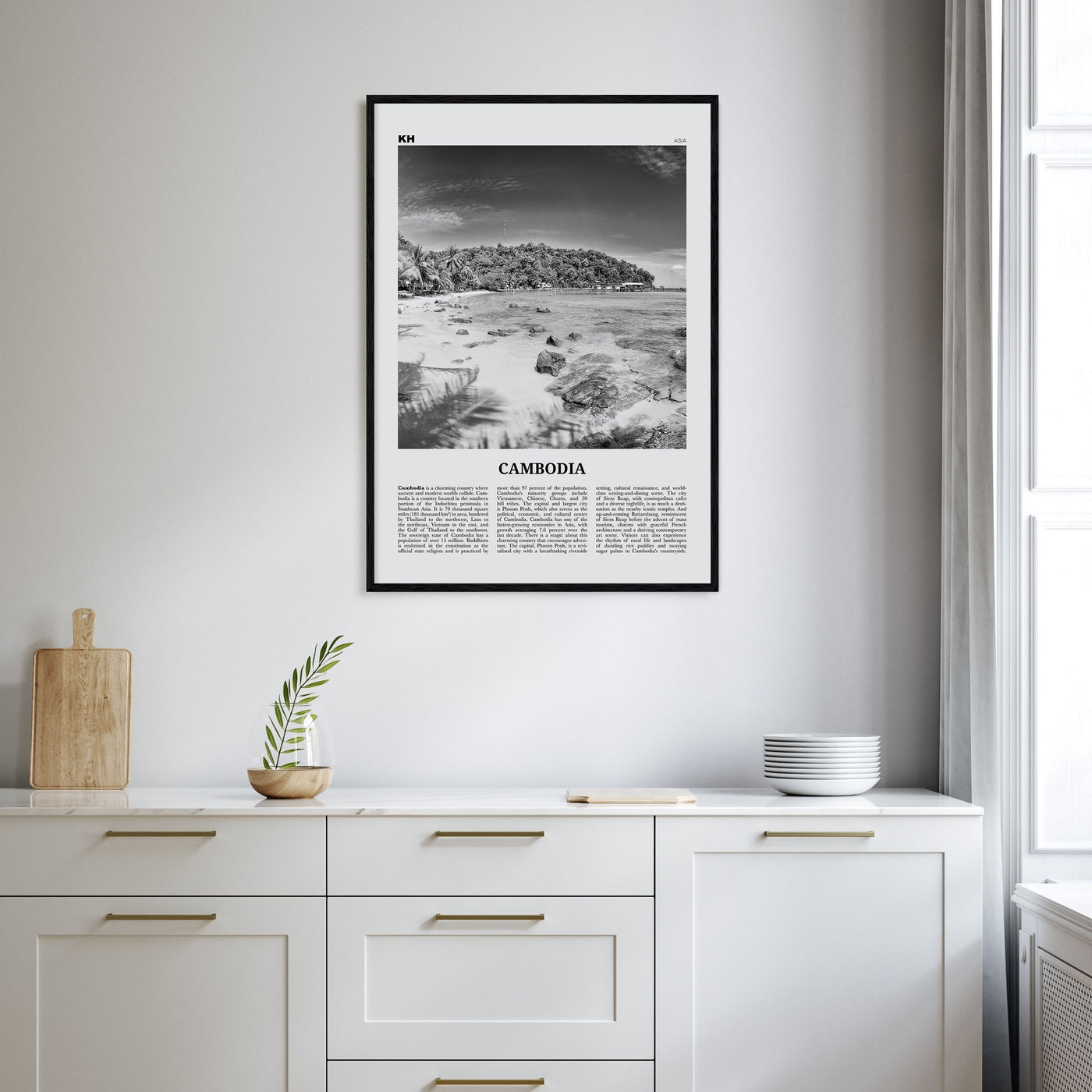 Cambodia Travel B&W No 2 Poster