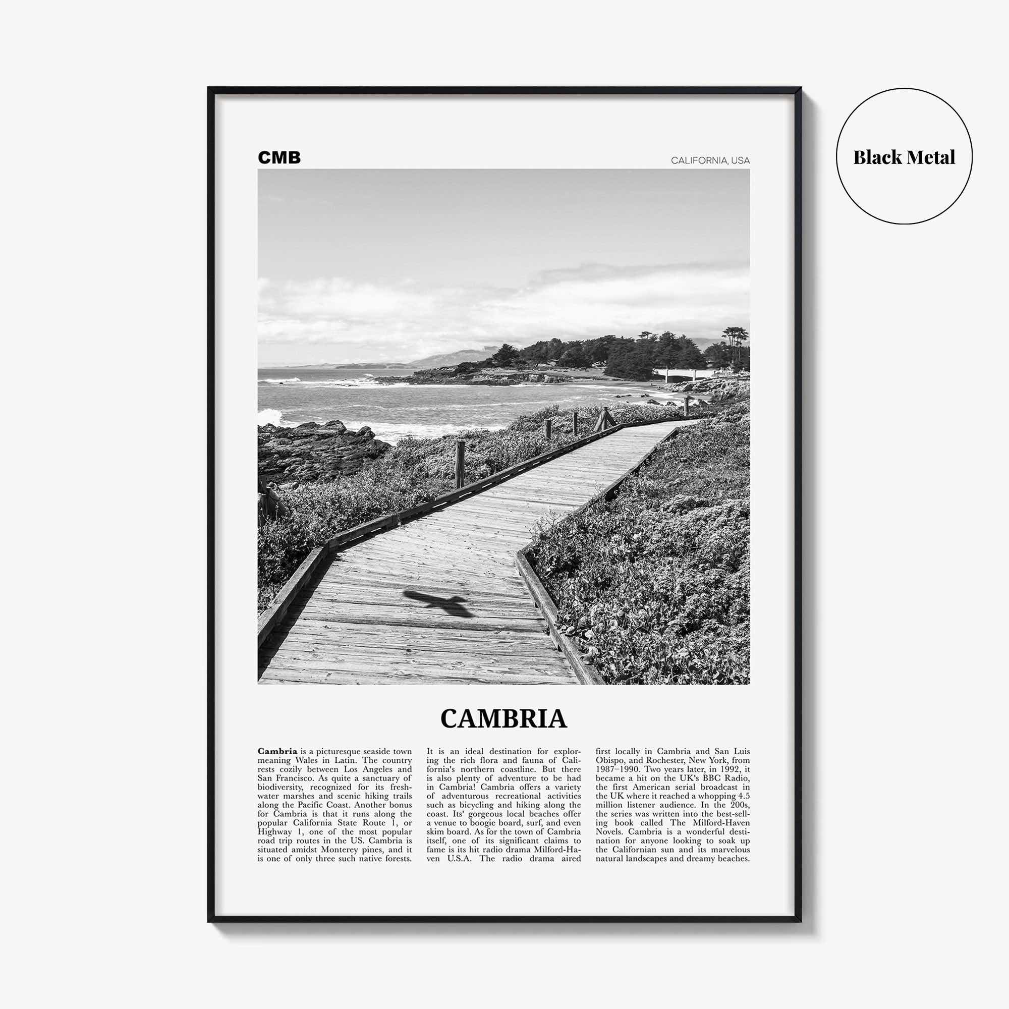 Cambria Print Black and White, Cambria Wall Art, Cambria Poster, Cambria Photo, Cambria Decor, California, USA, United States, North America