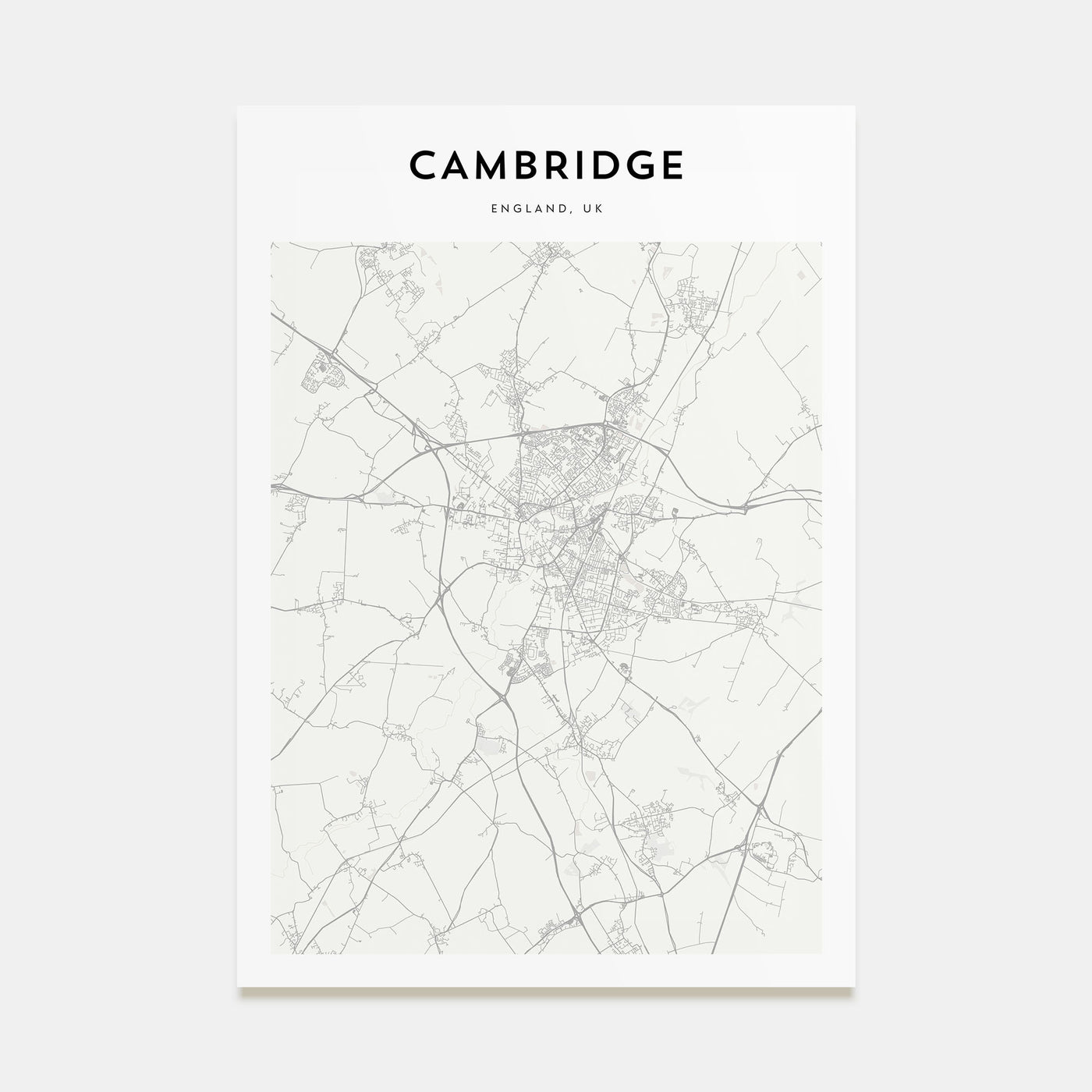 Cambridge, England Map Portrait Poster