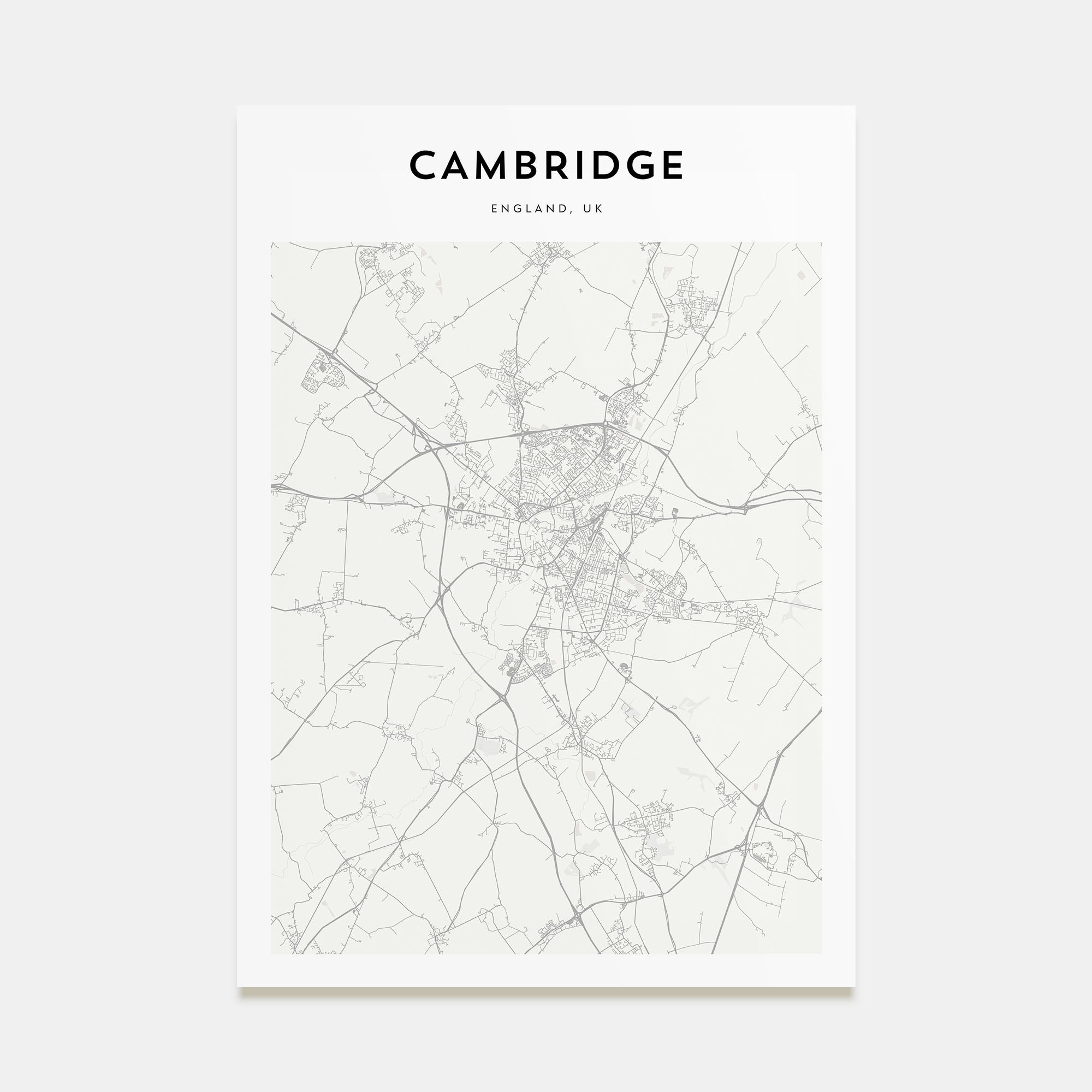 Cambridge, England Map Portrait Poster