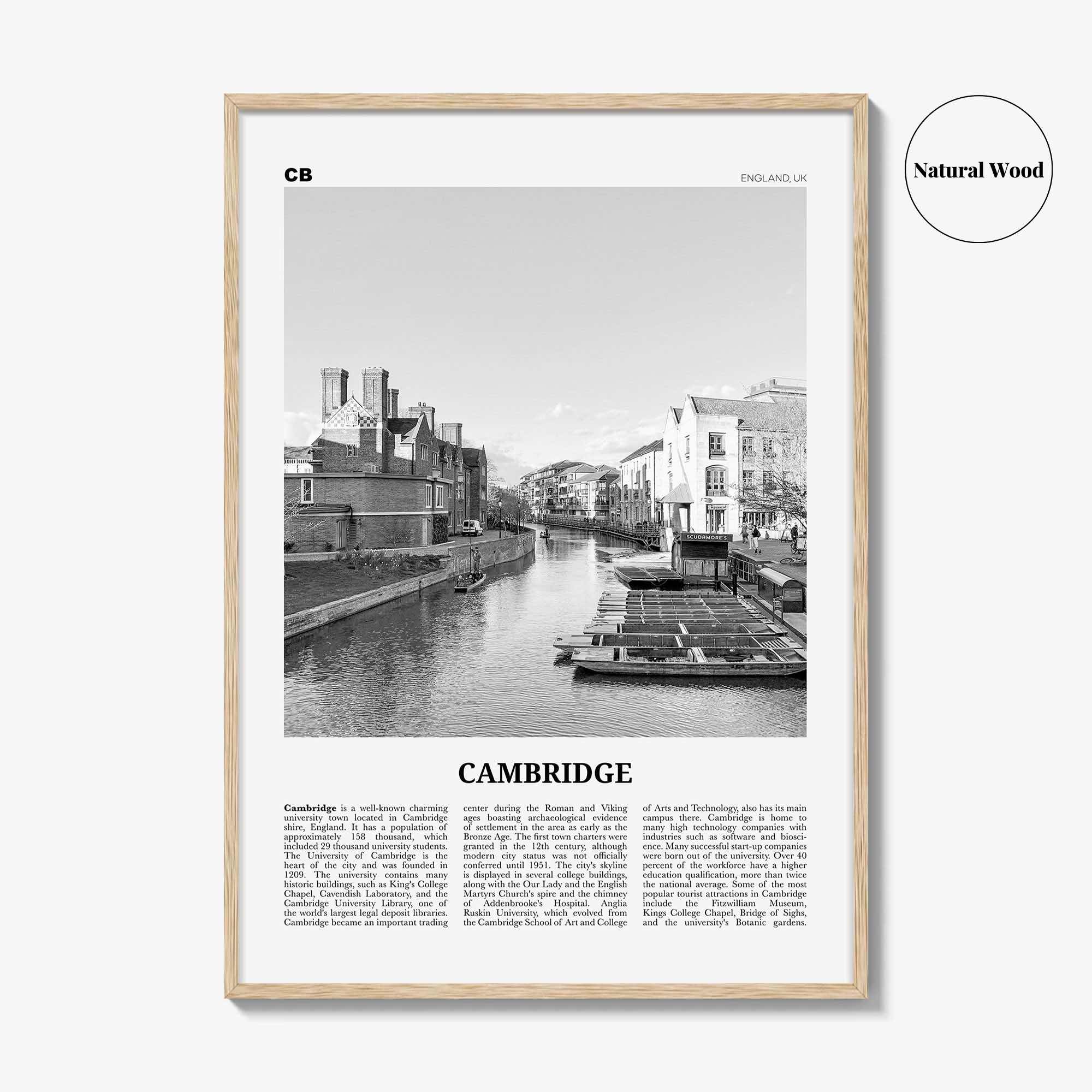 Cambridge Print Black and White England, Cambridge Wall Art, Cambridge Poster, Cambridge Photo, Cambridge Wall Décor, UK, United Kingdom