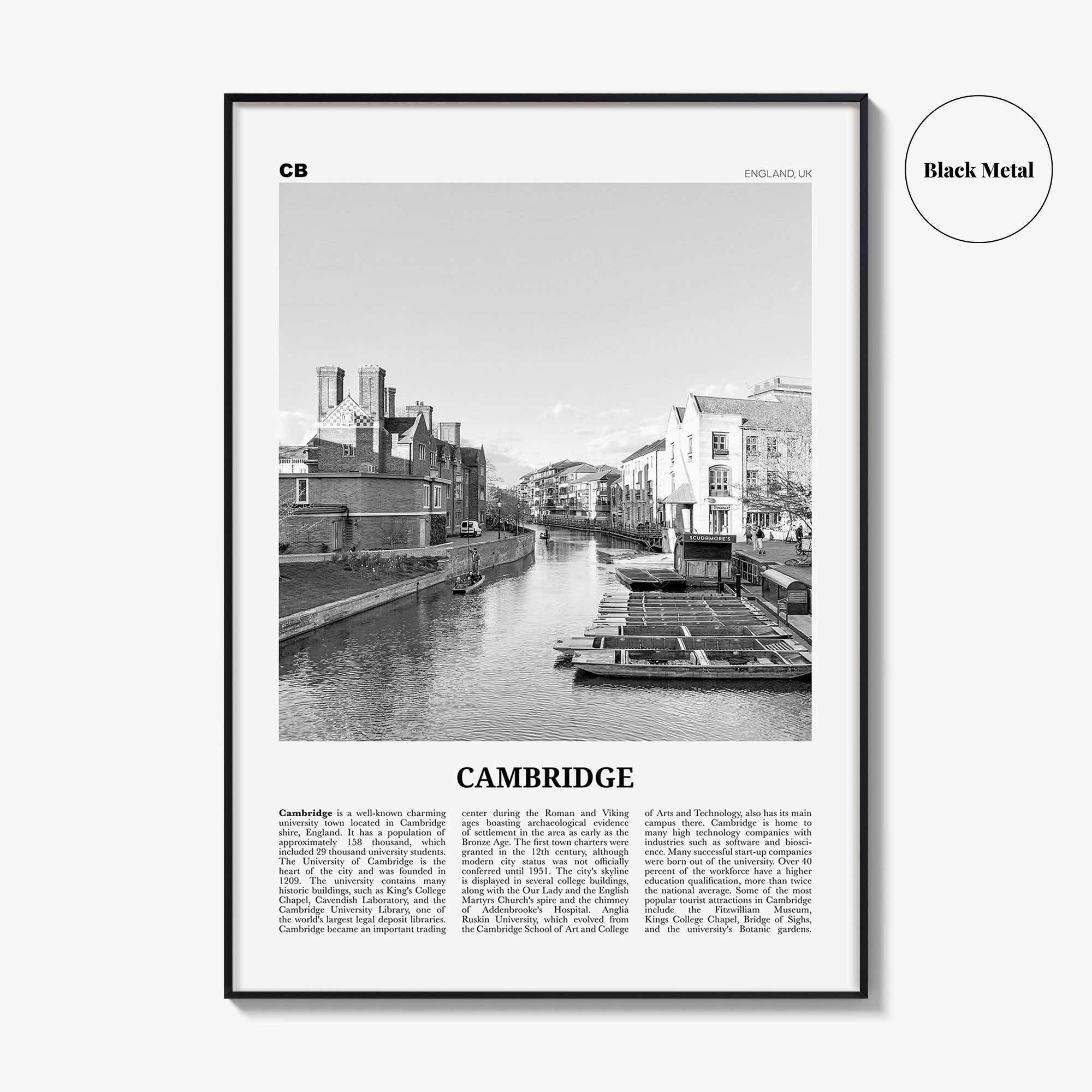 Cambridge Print Black and White England, Cambridge Wall Art, Cambridge Poster, Cambridge Photo, Cambridge Wall Décor, UK, United Kingdom