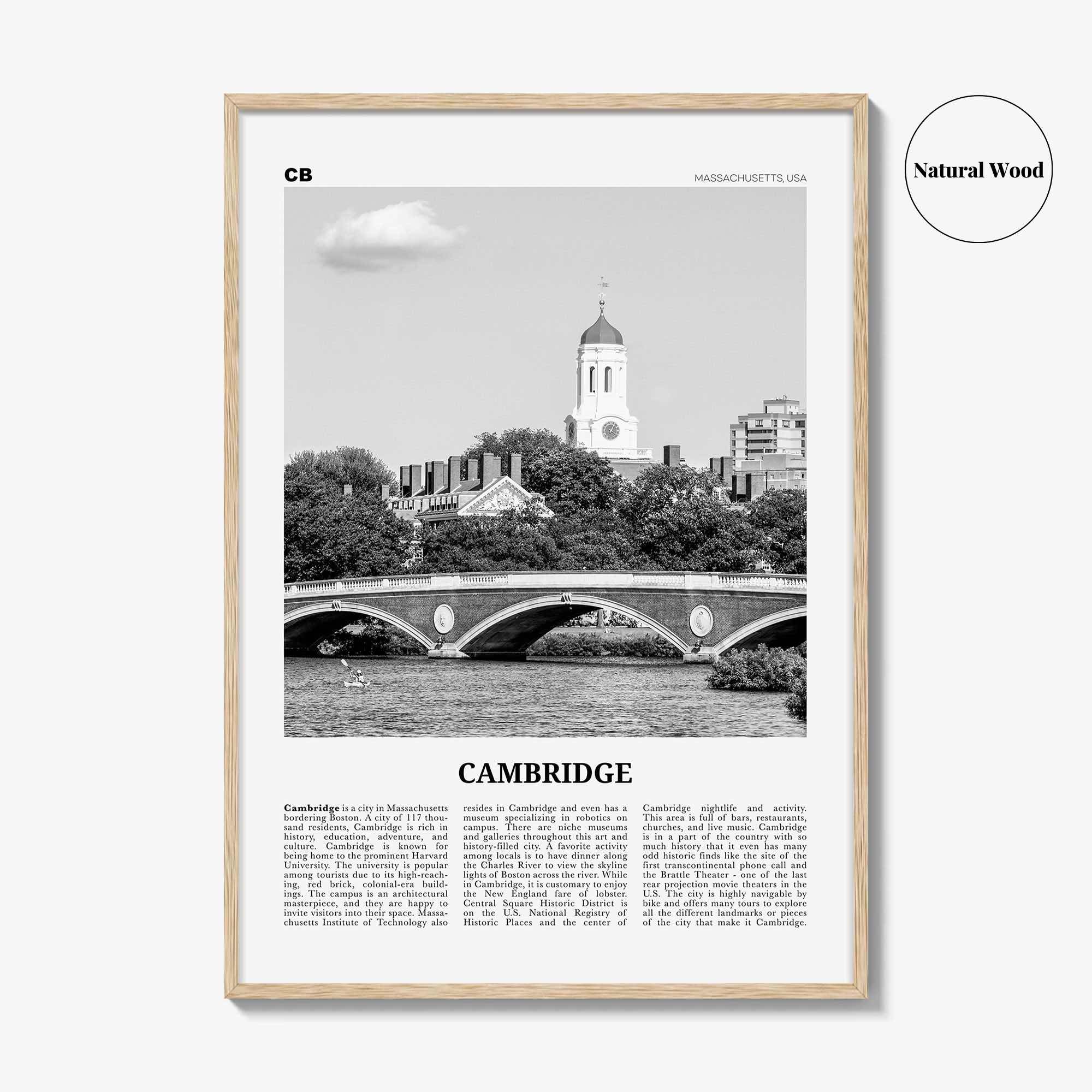 Cambridge Print Black and White Massachusetts, Cambridge Wall Art, Cambridge Poster, Cambridge Photo, Cambridge Wall Décor, USA