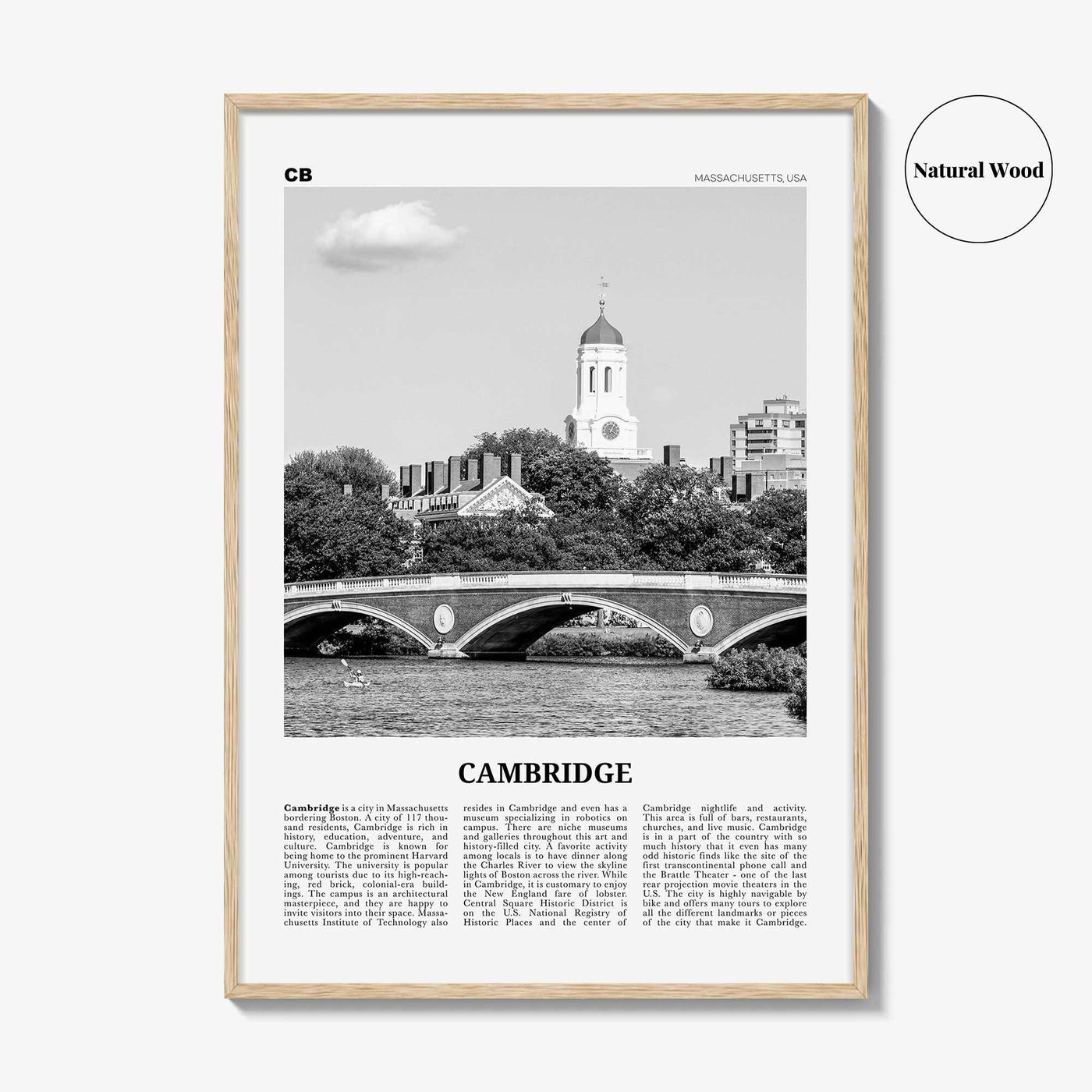 Cambridge Print Black and White Massachusetts, Cambridge Wall Art, Cambridge Poster, Cambridge Photo, Cambridge Wall Décor, USA