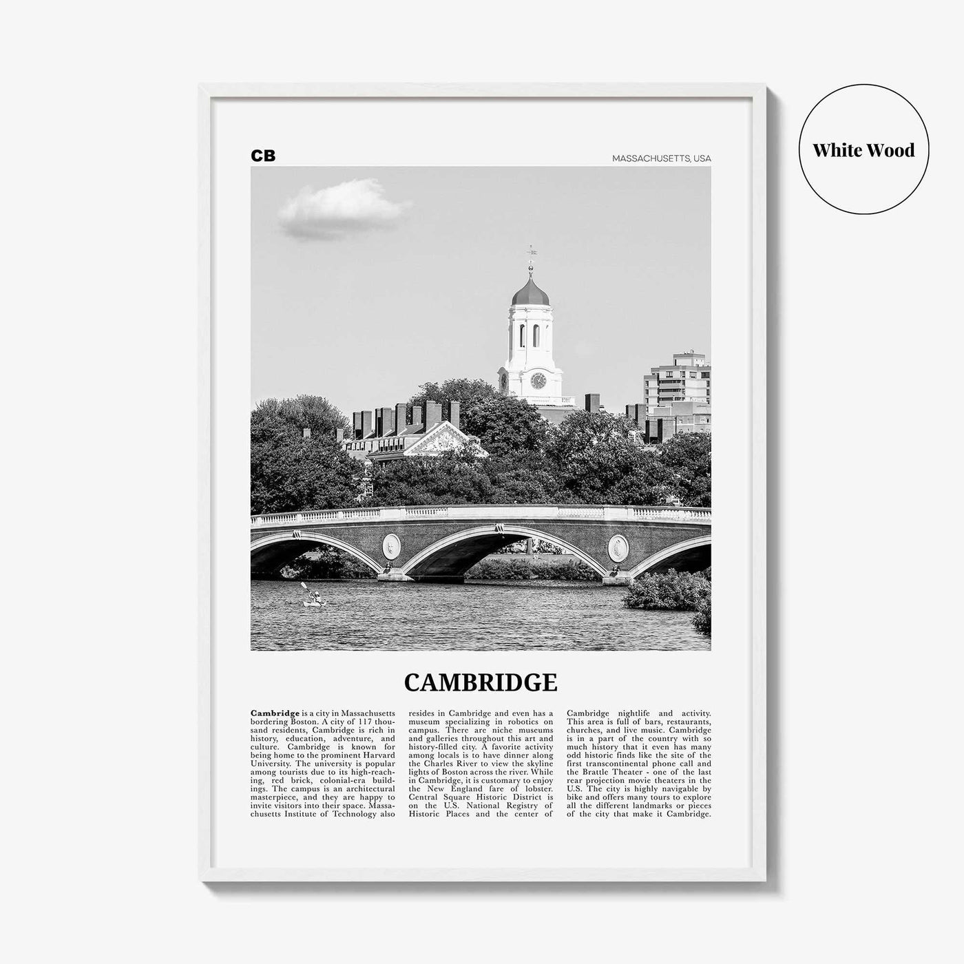 Cambridge Print Black and White Massachusetts, Cambridge Wall Art, Cambridge Poster, Cambridge Photo, Cambridge Wall Décor, USA