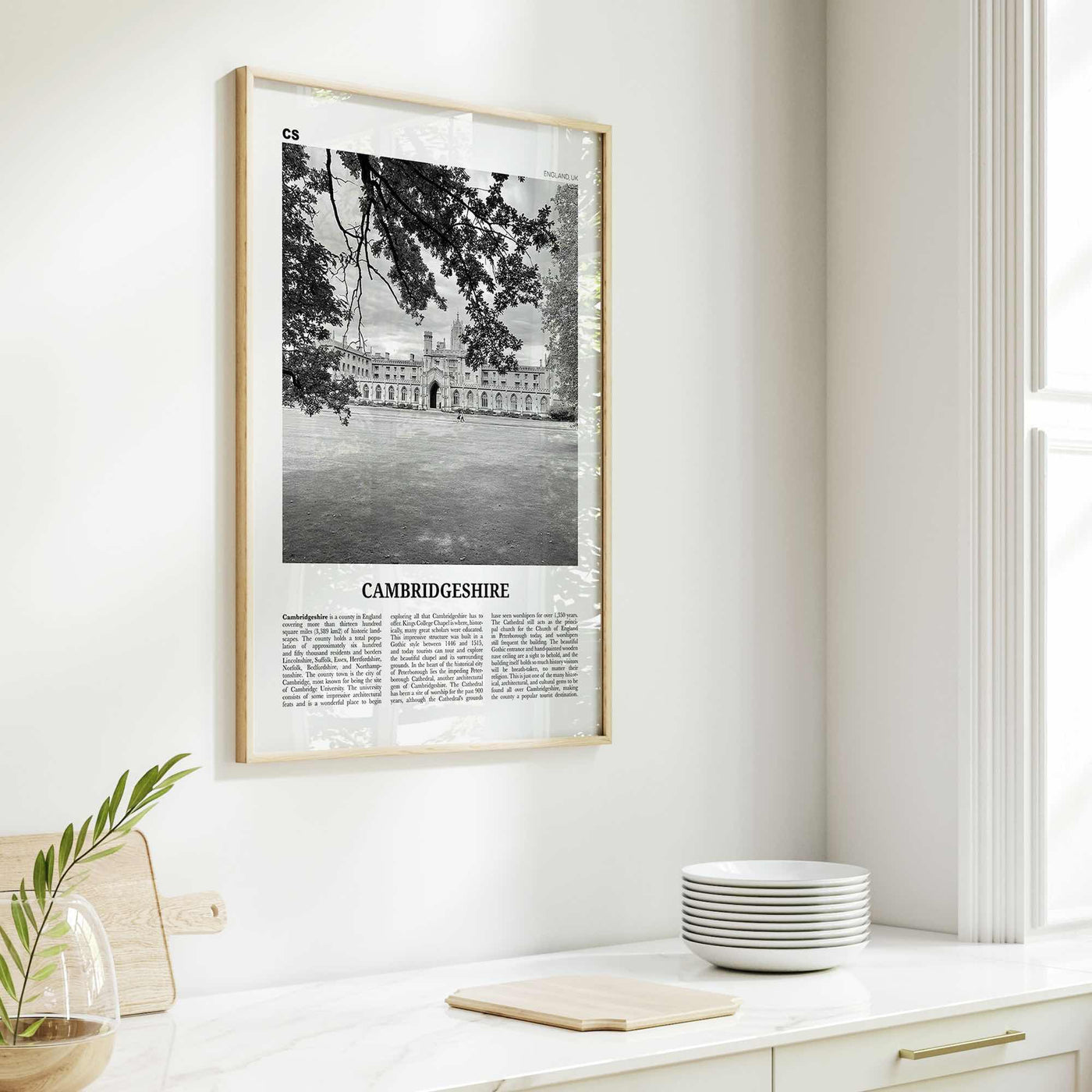 Cambridgeshire Print Black and White, Cambridgeshire Wall Art, Cambridgeshire Poster, Cambridgeshire Photo, Cambridgeshire Map, England