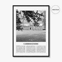 Cambridgeshire Print Black and White, Cambridgeshire Wall Art, Cambridgeshire Poster, Cambridgeshire Photo, Cambridgeshire Map, England