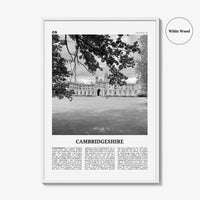 Cambridgeshire Print Black and White, Cambridgeshire Wall Art, Cambridgeshire Poster, Cambridgeshire Photo, Cambridgeshire Map, England