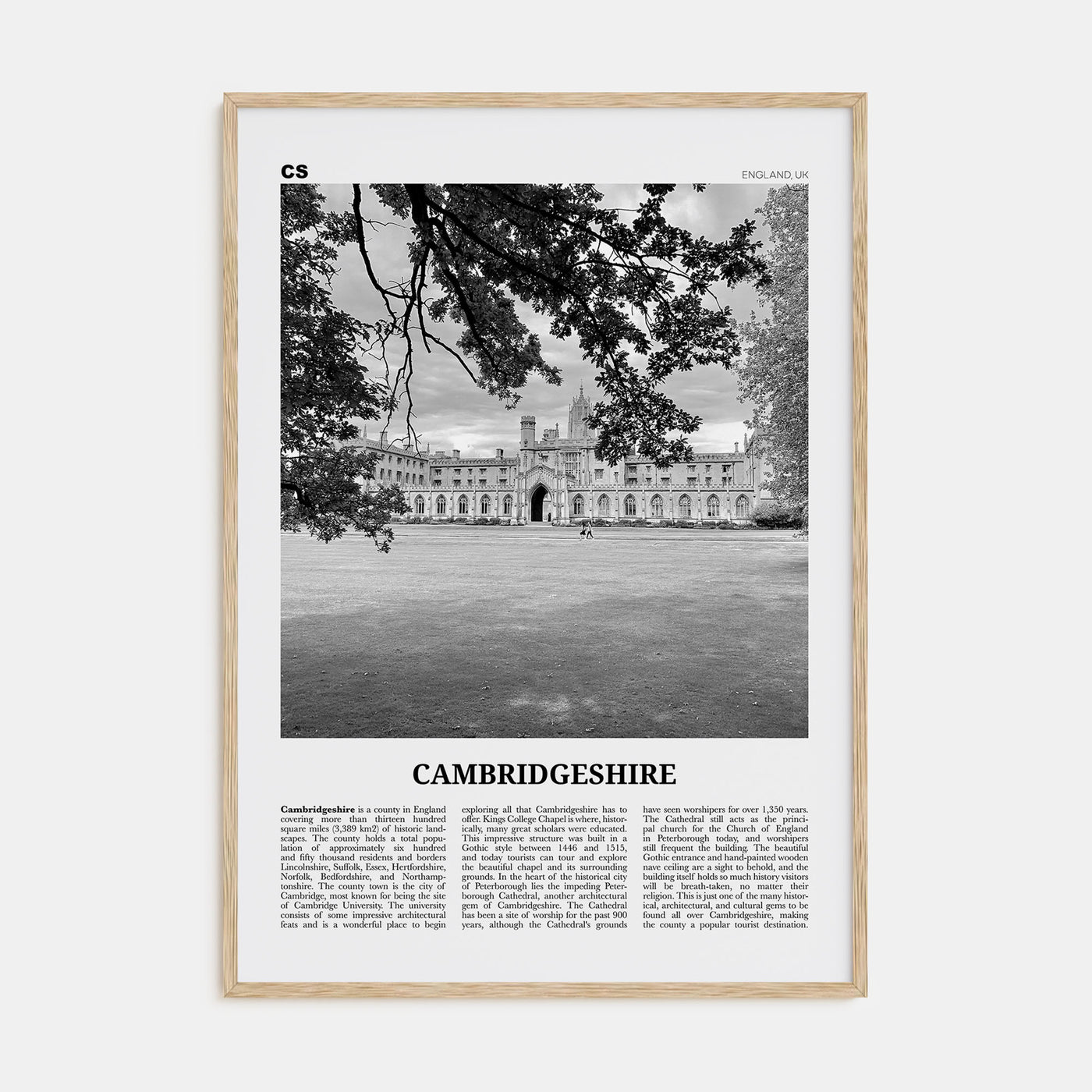 Cambridgeshire Travel B&W Poster