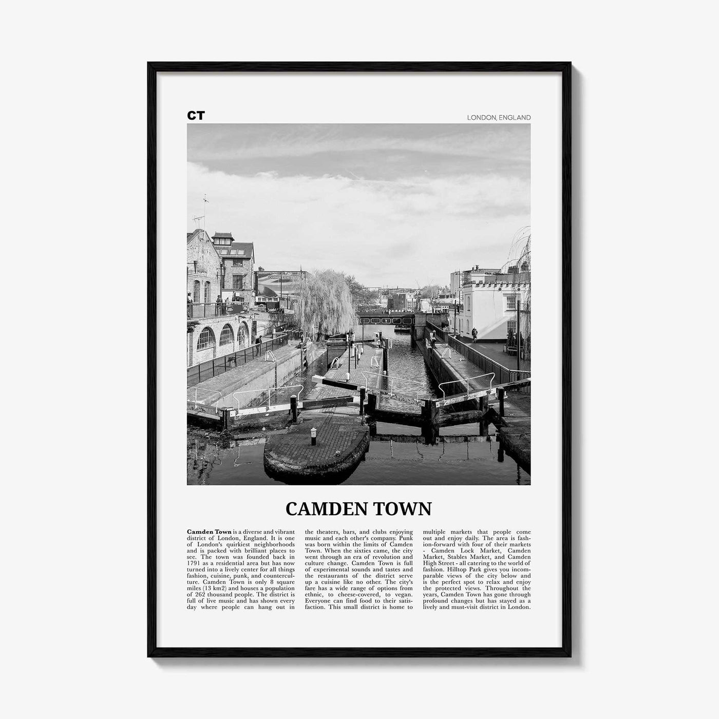 Camden Town Print Black and White, Camden Town Wall Art, Camden Town Poster, Camden Town Photo, Camden, England, UK, United Kingdom