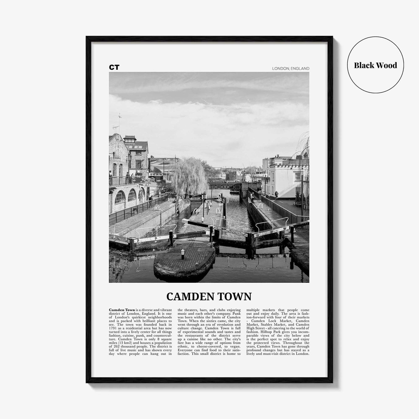 Camden Town Print Black and White, Camden Town Wall Art, Camden Town Poster, Camden Town Photo, Camden, England, UK, United Kingdom