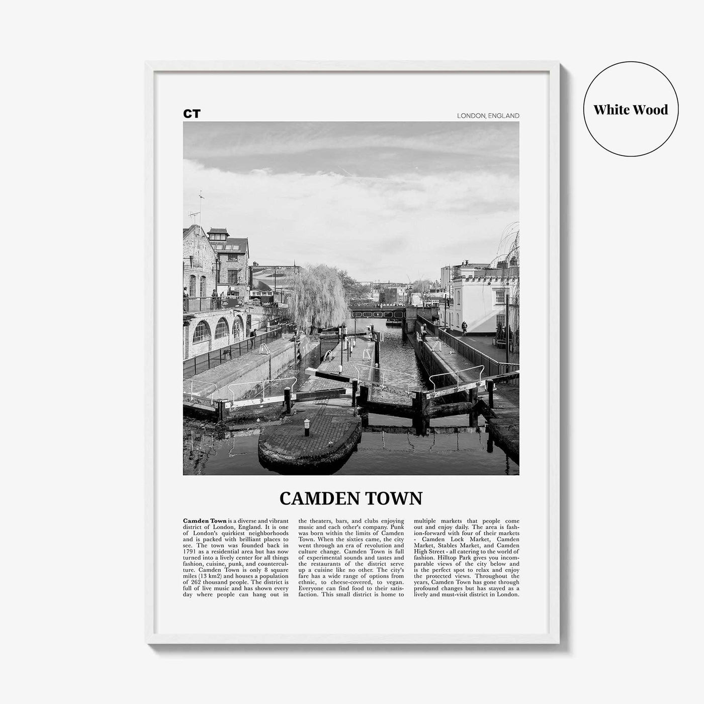 Camden Town Print Black and White, Camden Town Wall Art, Camden Town Poster, Camden Town Photo, Camden, England, UK, United Kingdom