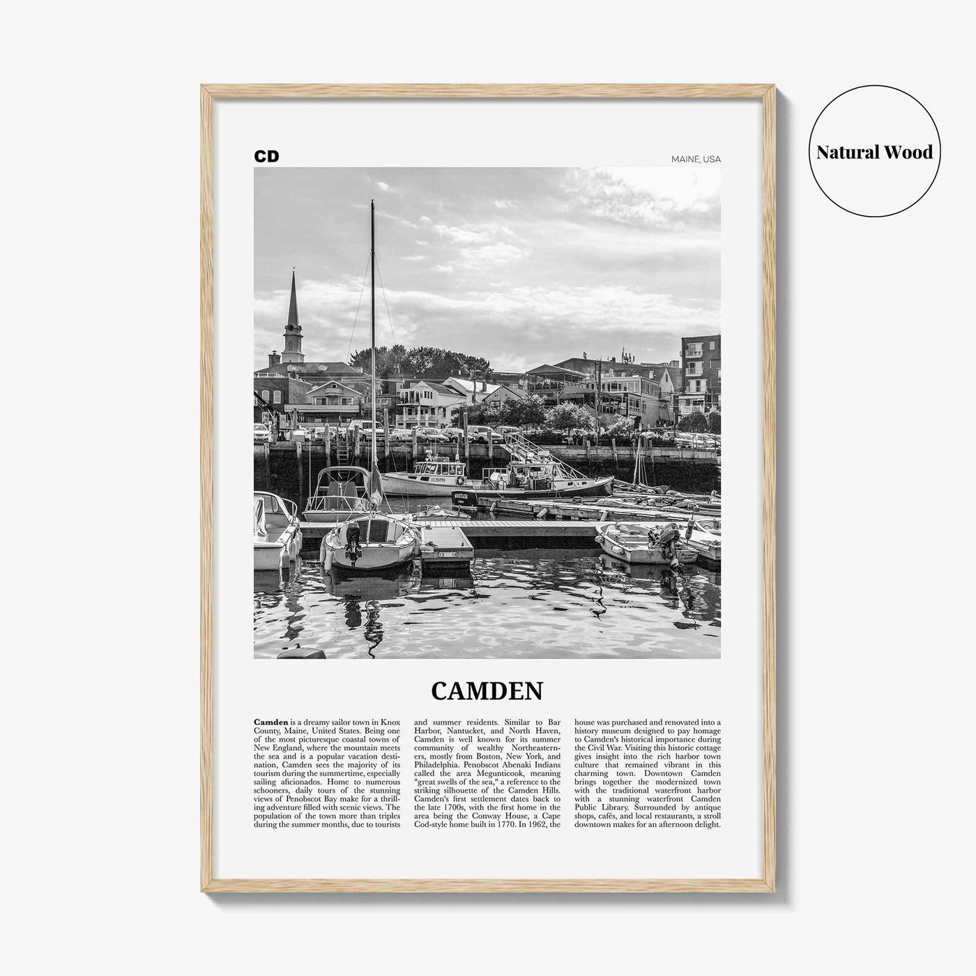 Camden Print Black and White, Camden Wall Art, Camden Poster, Camden Photo, Camden Wall Décor, Maine, USA, United States, North America