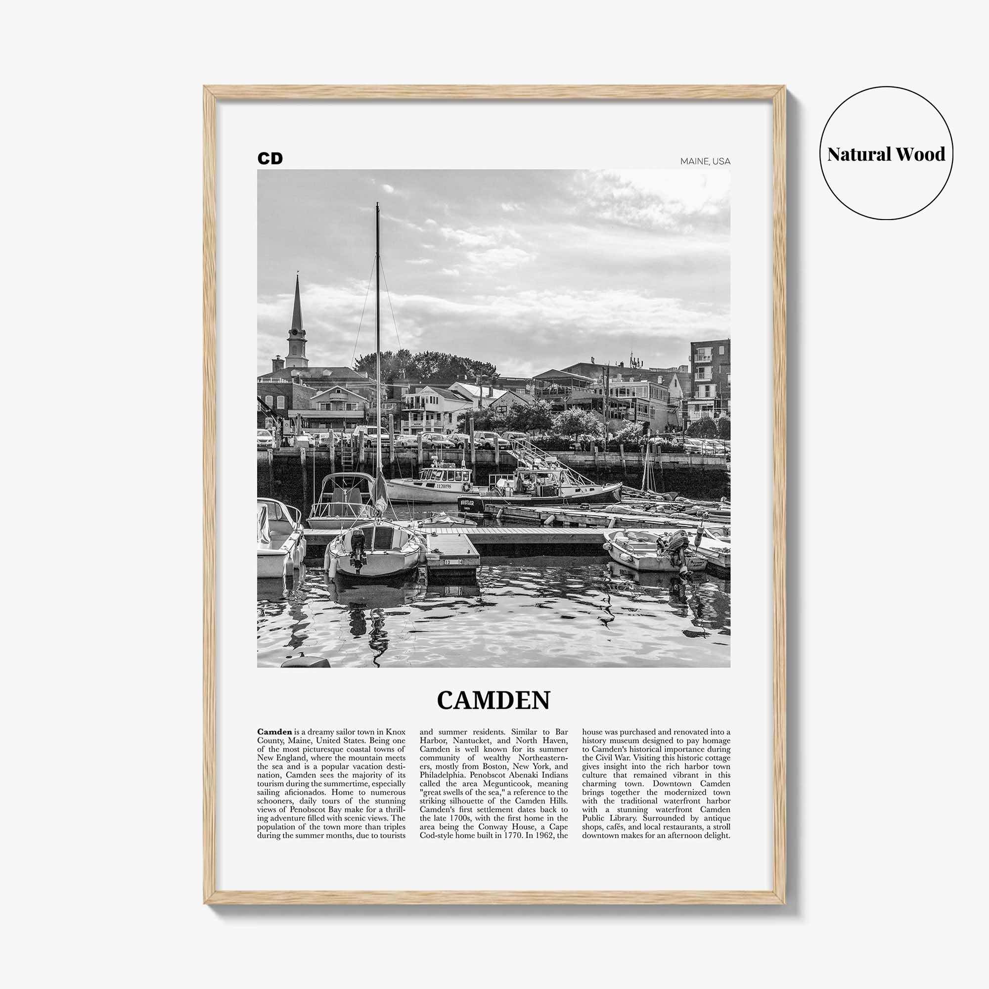 Camden Print Black and White, Camden Wall Art, Camden Poster, Camden Photo, Camden Wall Décor, Maine, USA, United States, North America