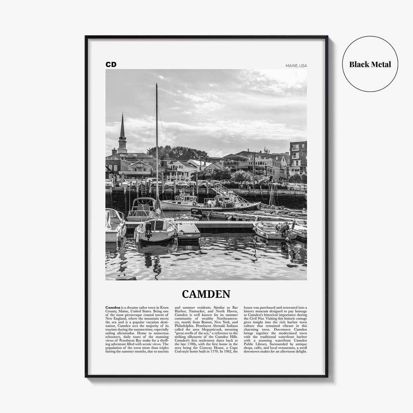 Camden Print Black and White, Camden Wall Art, Camden Poster, Camden Photo, Camden Wall Décor, Maine, USA, United States, North America