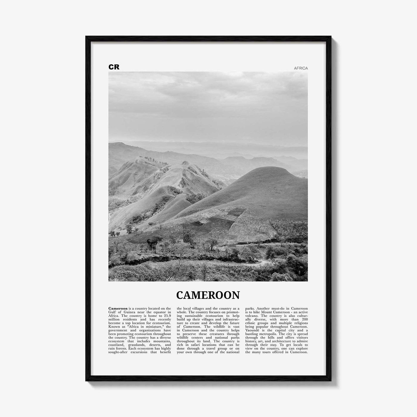 Cameroon Print Black and White, Cameroon Wall Art, Cameroon Poster, Cameroon Photo, Cameroon Wall Decor, Country Art Print, Africa