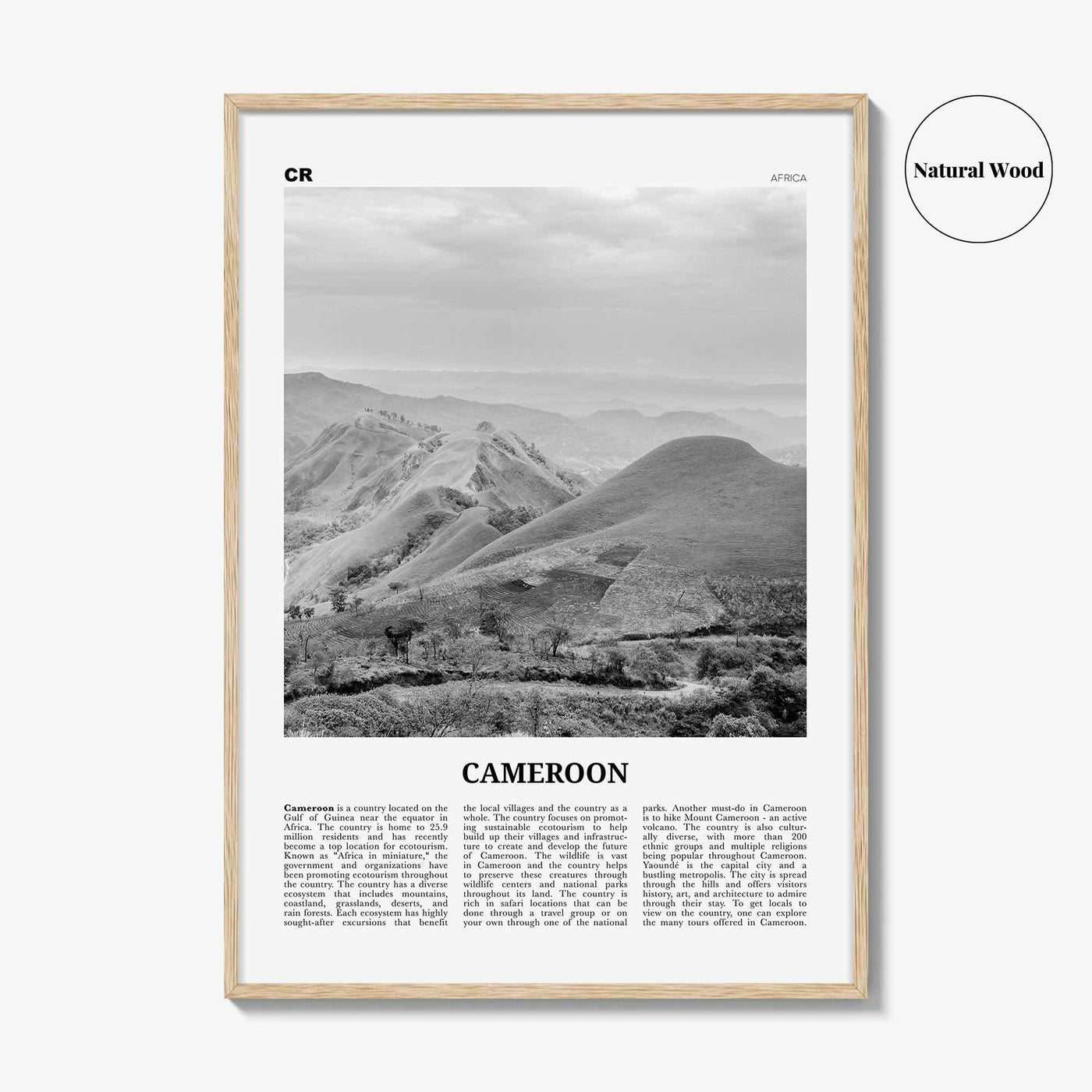 Cameroon Print Black and White, Cameroon Wall Art, Cameroon Poster, Cameroon Photo, Cameroon Wall Decor, Country Art Print, Africa