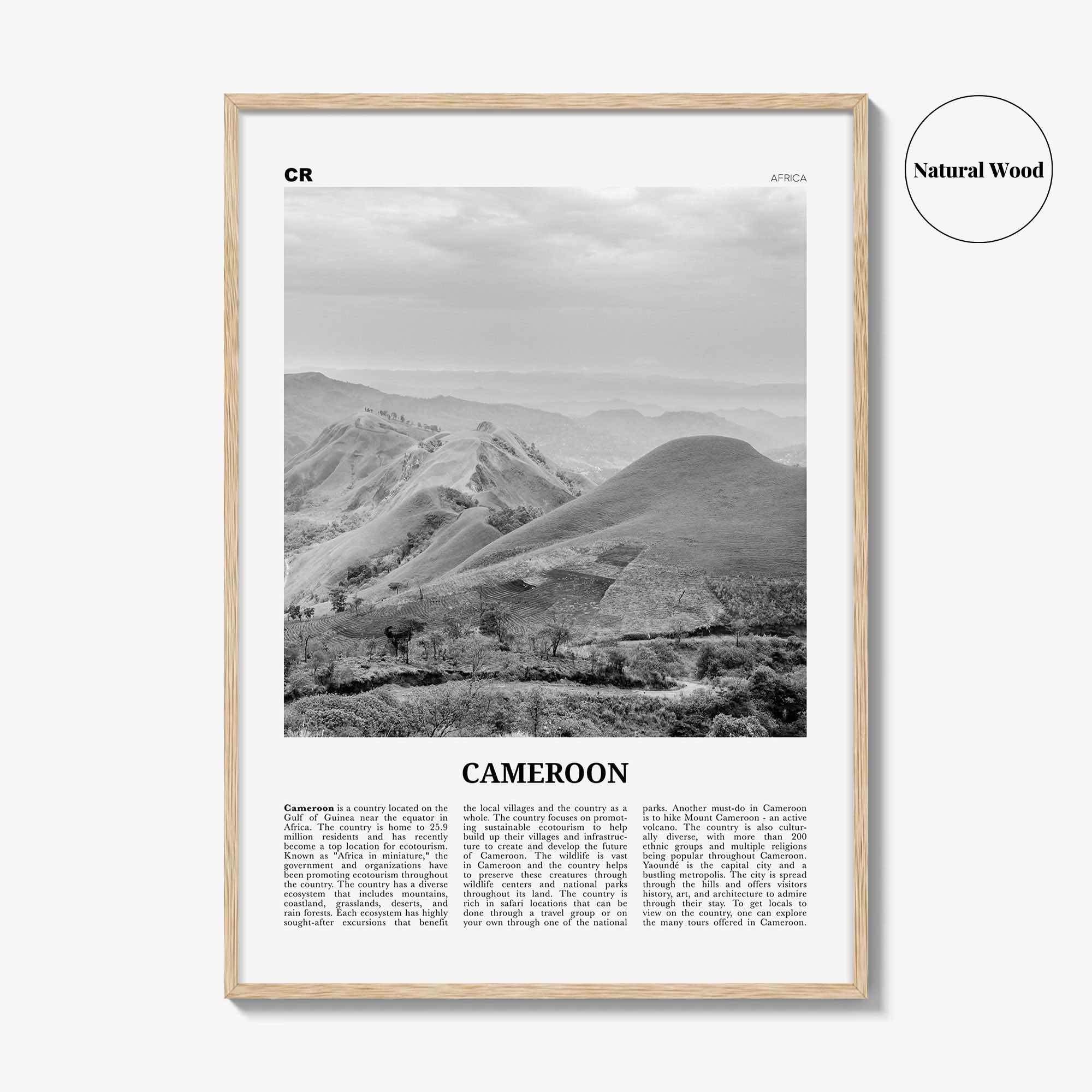 Cameroon Print Black and White, Cameroon Wall Art, Cameroon Poster, Cameroon Photo, Cameroon Wall Decor, Country Art Print, Africa