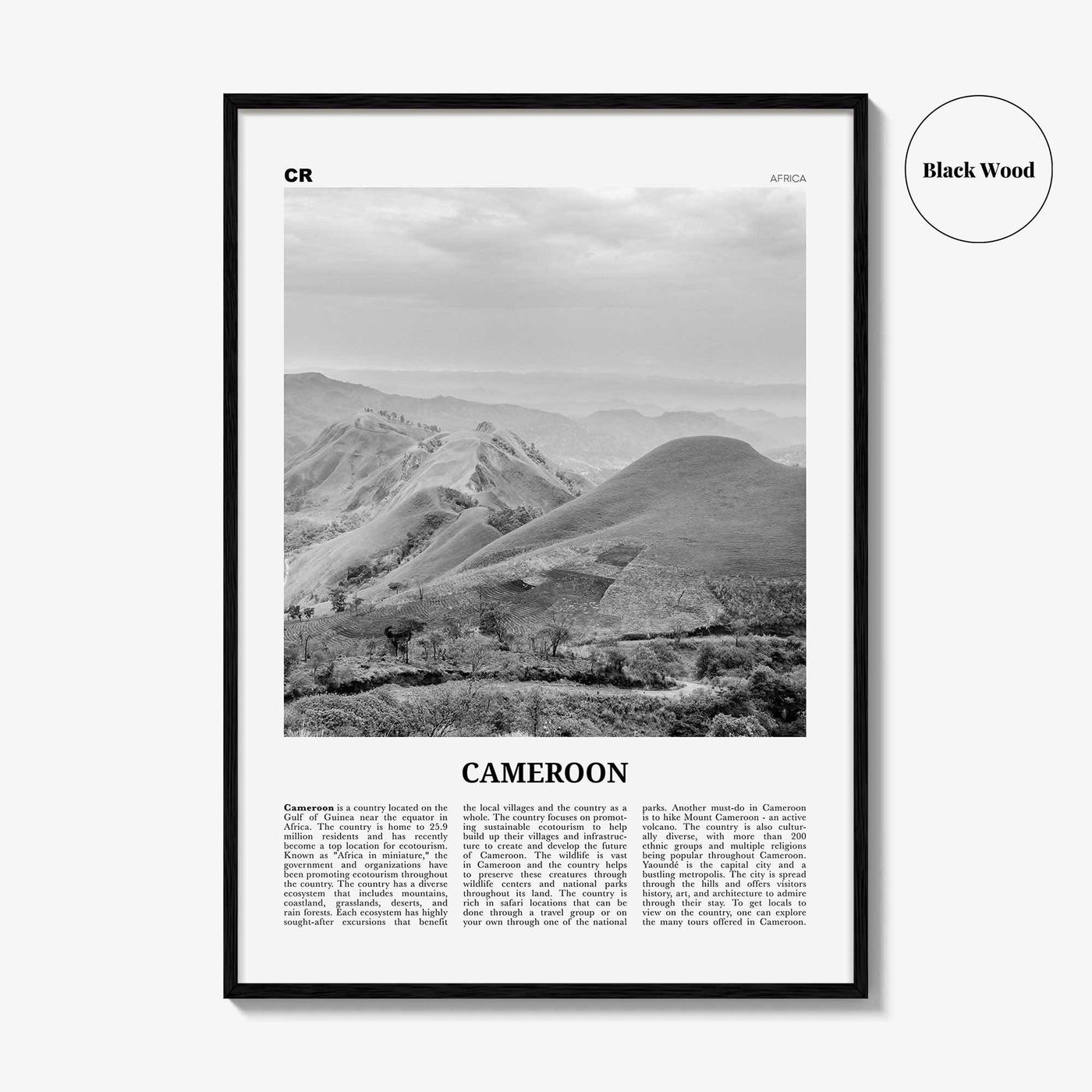 Cameroon Print Black and White, Cameroon Wall Art, Cameroon Poster, Cameroon Photo, Cameroon Wall Decor, Country Art Print, Africa