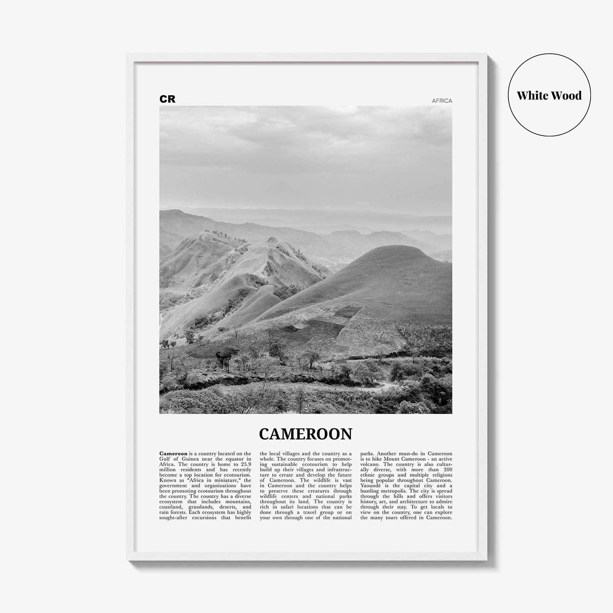 Cameroon Print Black and White, Cameroon Wall Art, Cameroon Poster, Cameroon Photo, Cameroon Wall Decor, Country Art Print, Africa