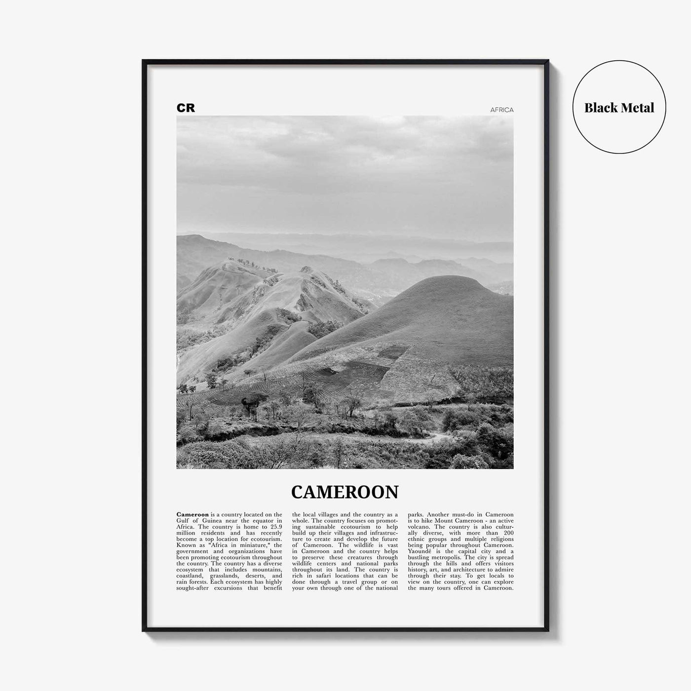 Cameroon Print Black and White, Cameroon Wall Art, Cameroon Poster, Cameroon Photo, Cameroon Wall Decor, Country Art Print, Africa