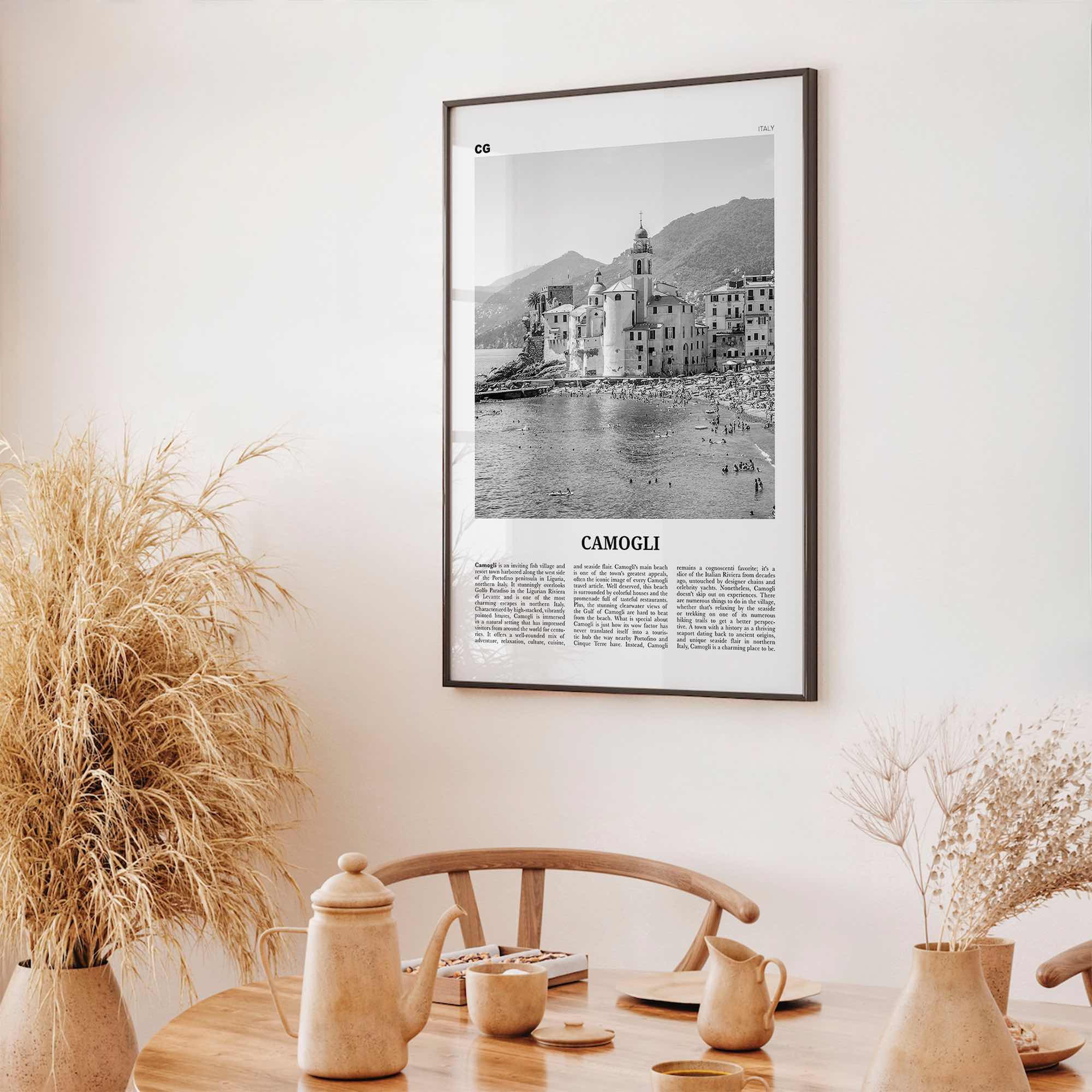 Camogli Print Black and White, Camogli Wall Art, Camogli Poster, Camogli Photo, Camogli Wall Décor, Camogli Map, Italy