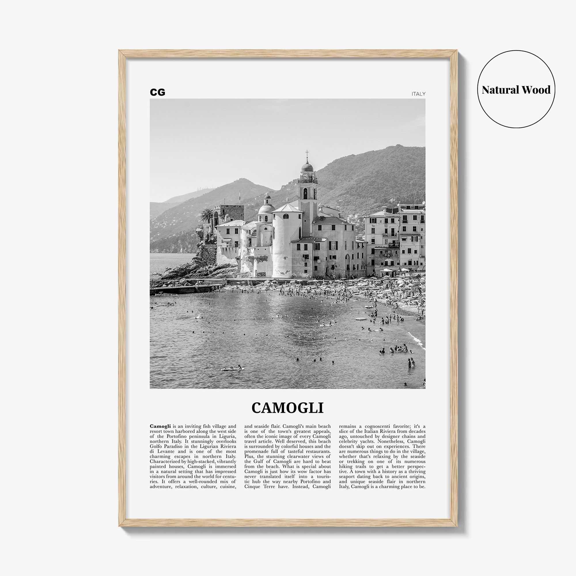 Camogli Print Black and White, Camogli Wall Art, Camogli Poster, Camogli Photo, Camogli Wall Décor, Camogli Map, Italy