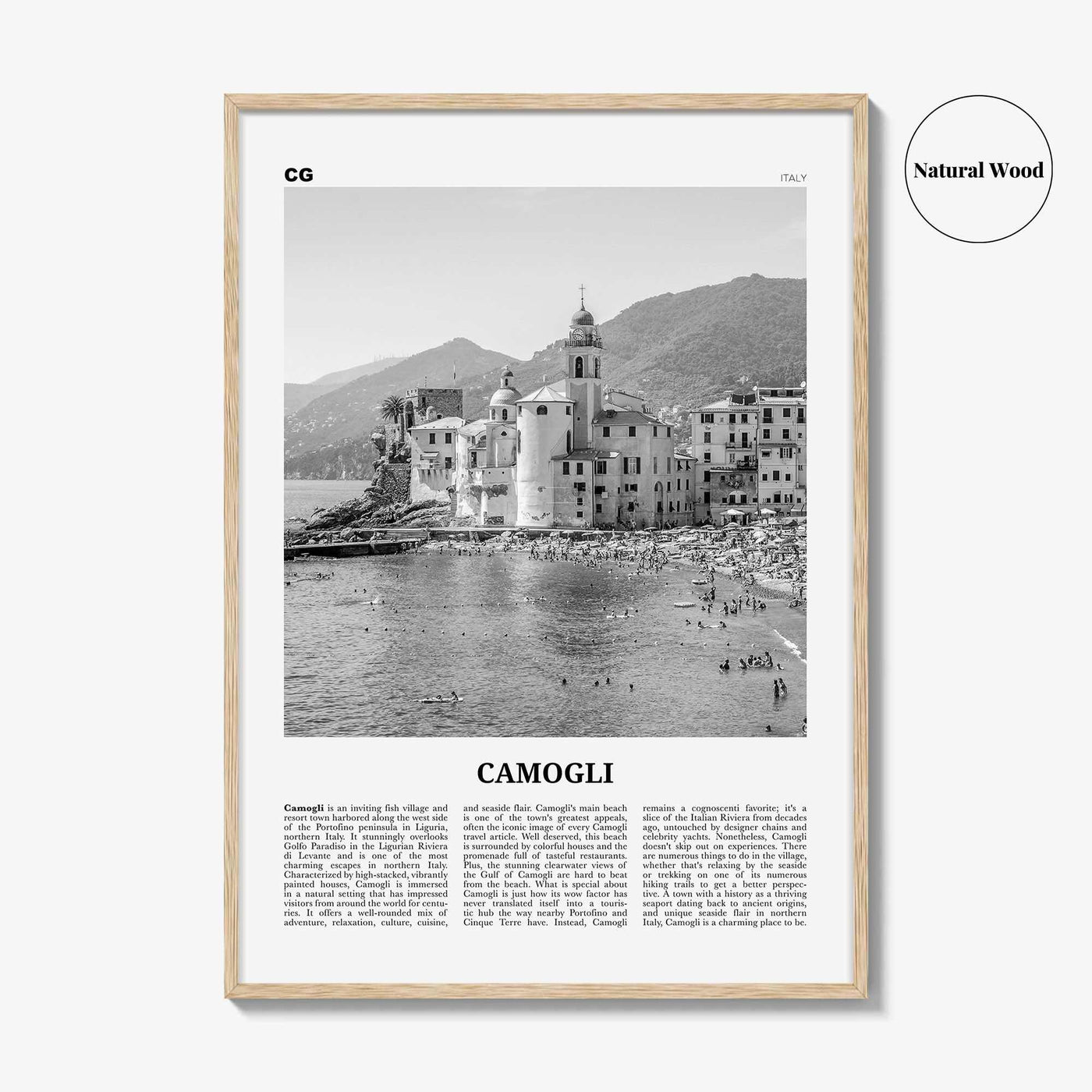 Camogli Print Black and White, Camogli Wall Art, Camogli Poster, Camogli Photo, Camogli Wall Décor, Camogli Map, Italy