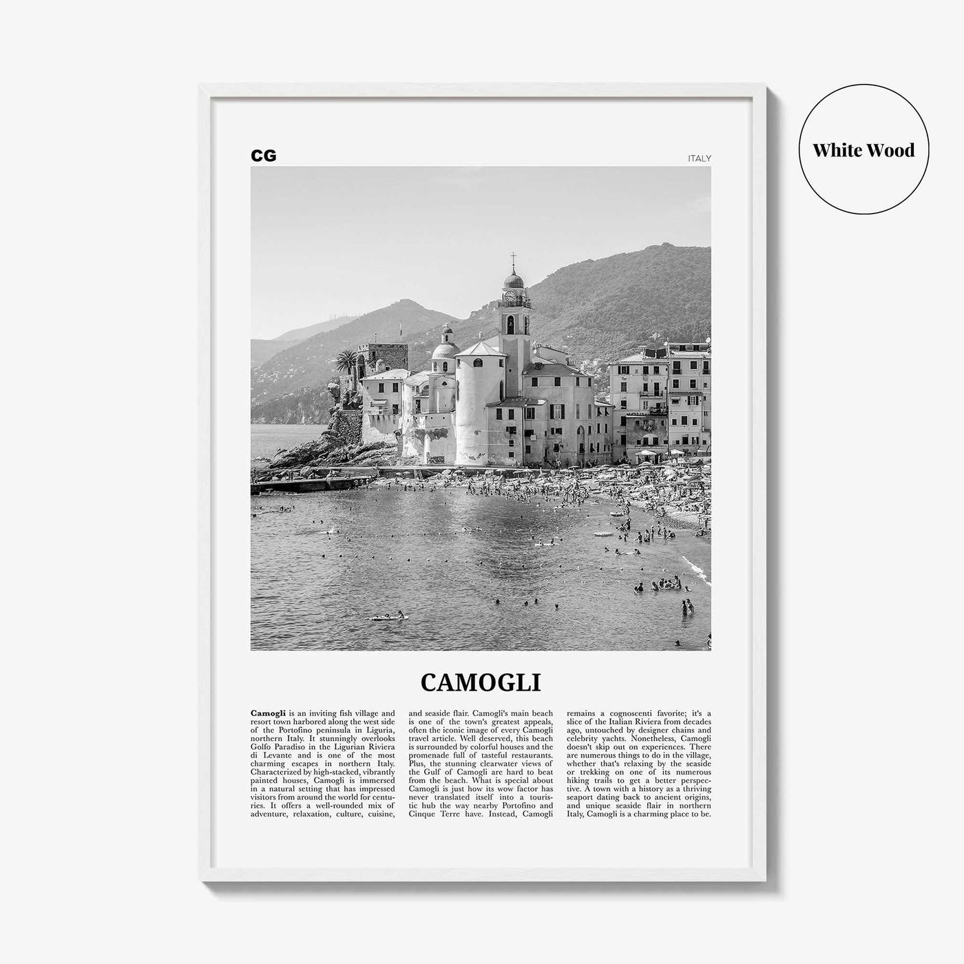 Camogli Print Black and White, Camogli Wall Art, Camogli Poster, Camogli Photo, Camogli Wall Décor, Camogli Map, Italy
