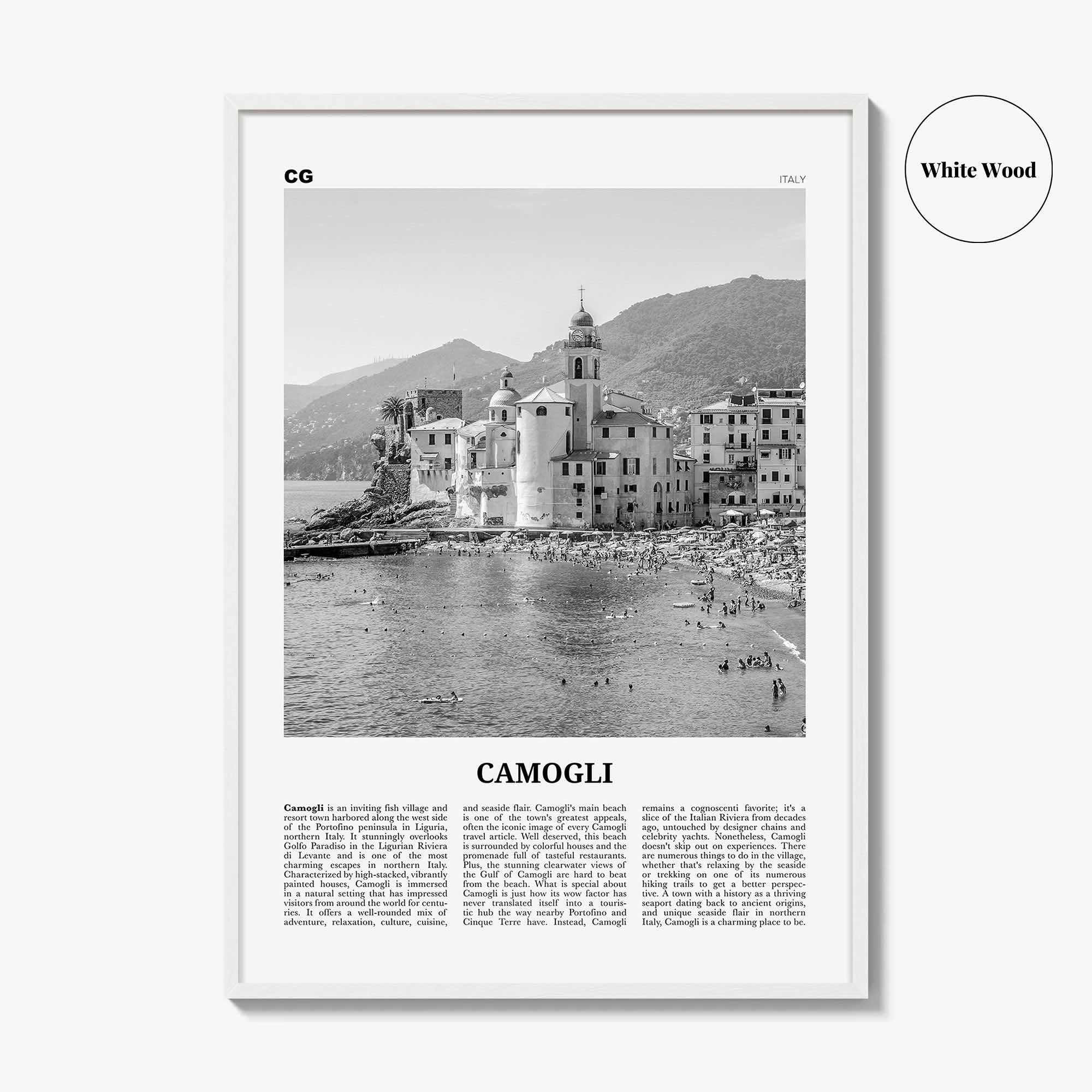 Camogli Print Black and White, Camogli Wall Art, Camogli Poster, Camogli Photo, Camogli Wall Décor, Camogli Map, Italy
