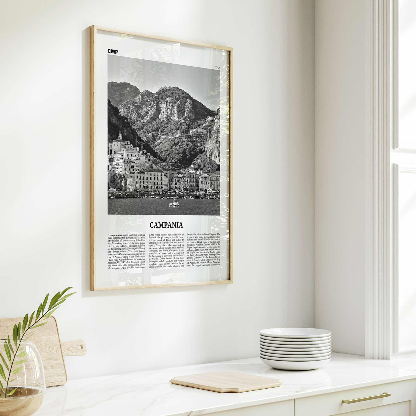 Campania Print Black and White, Campania Wall Art, Campania Poster, Campania Photo, Campania Wall Décor, Campania Map, Italy